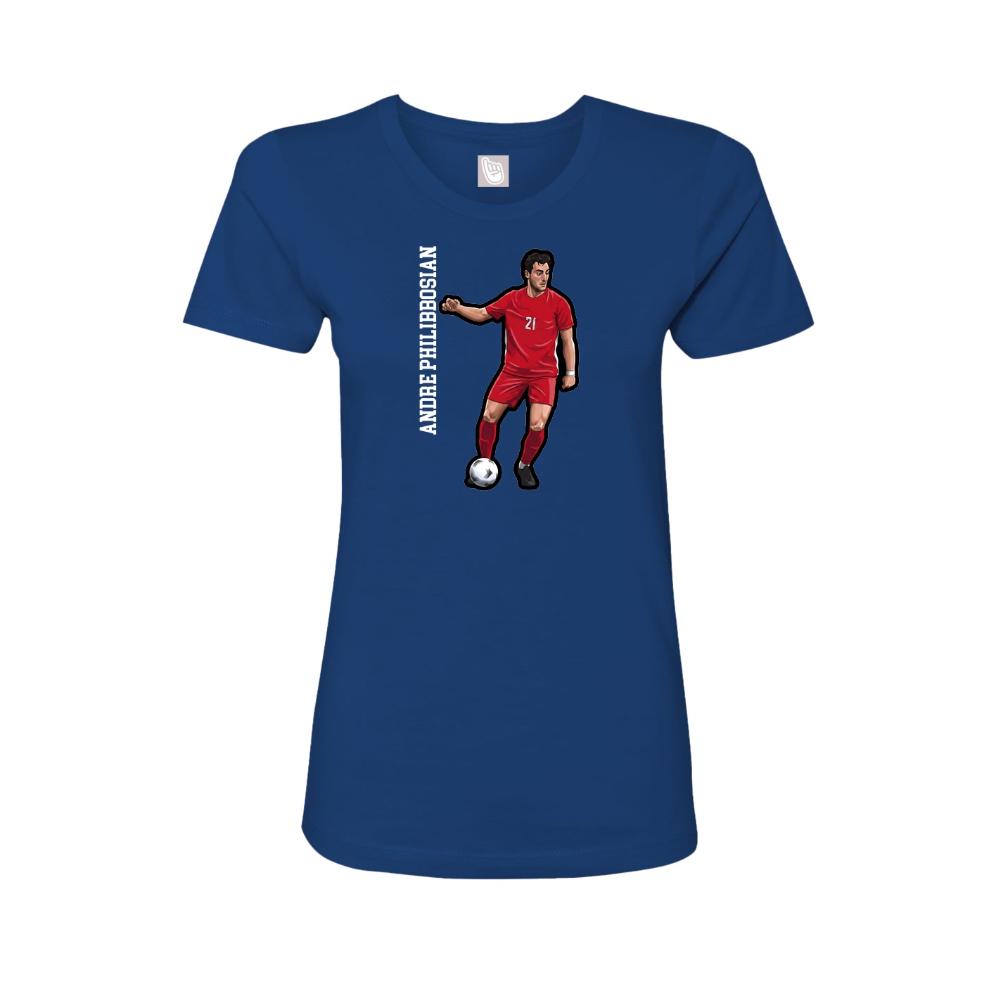 Fitted Women's Tee — Name Vertical in Royal
