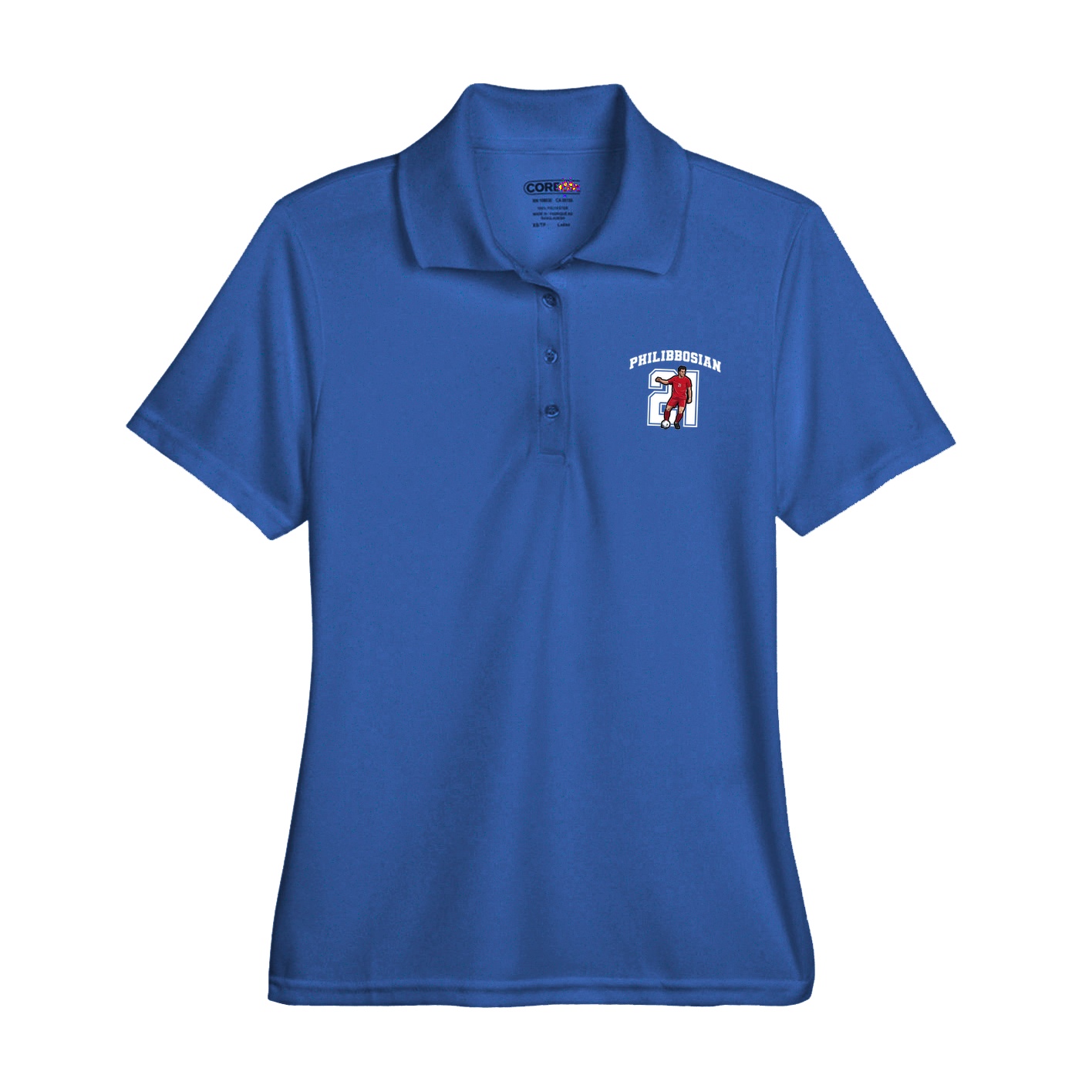 Womens Performance Polo — Number in Royal