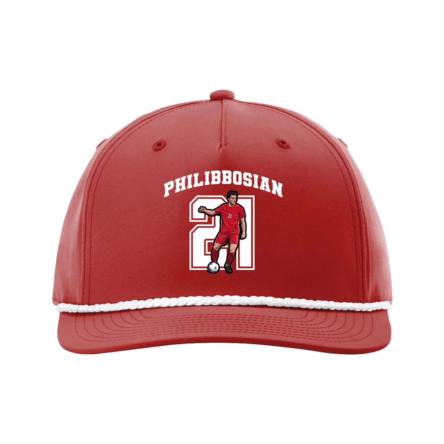 Five-Panel Classic Rope Cap — Number in Red