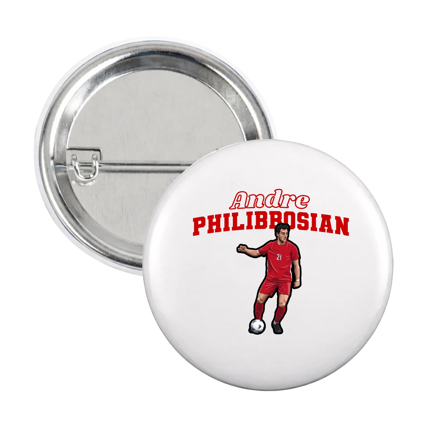 Game Day Button — Name Arch in White