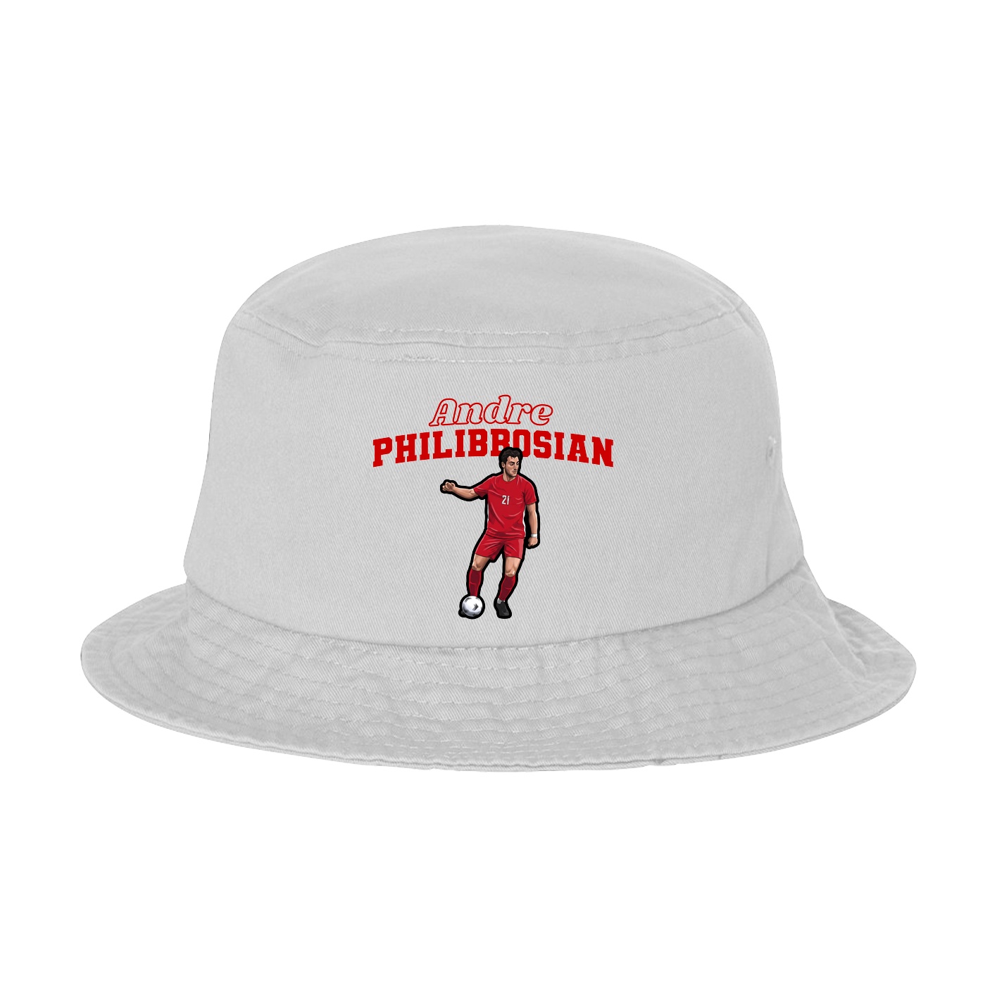 Bucket Cap — Name Arch in White