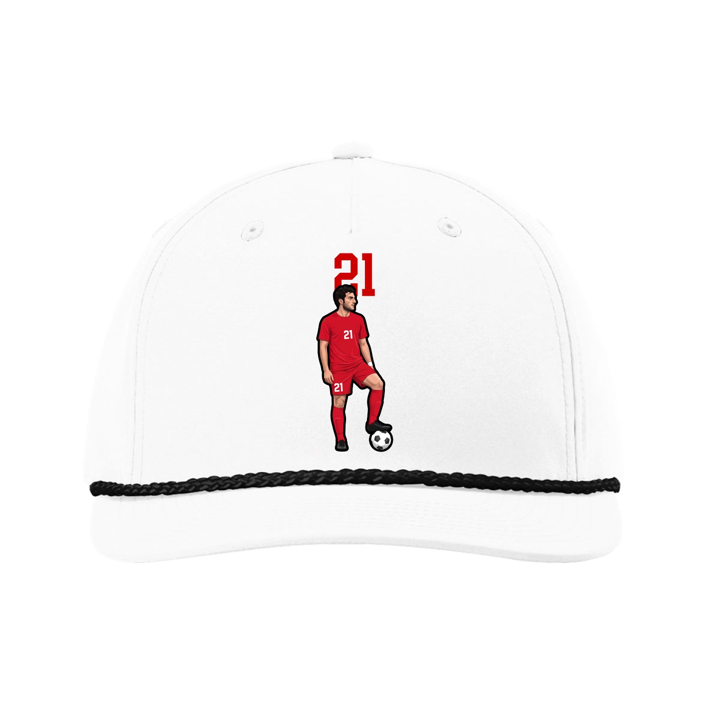 Five-Panel Classic Rope Cap — Number Top in White