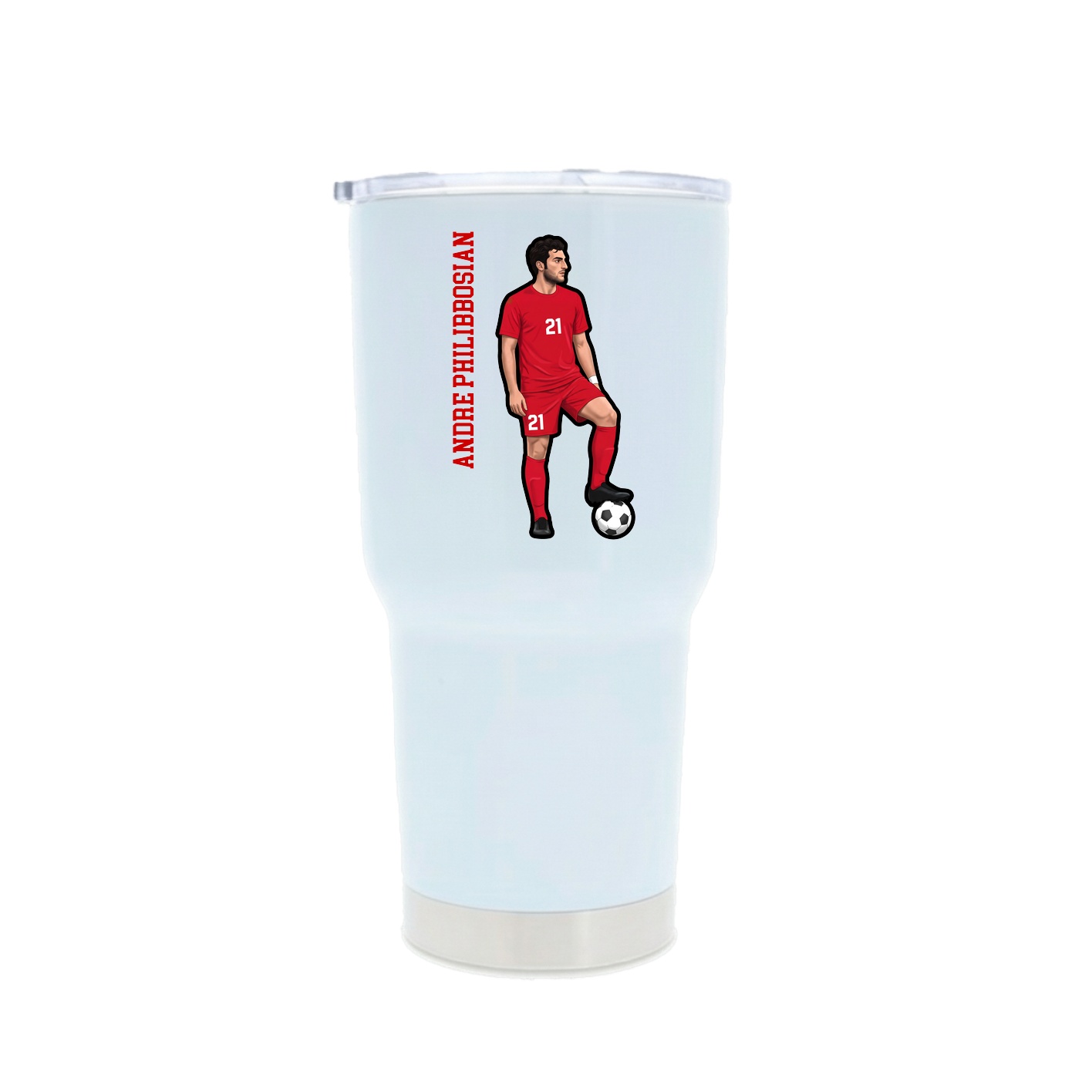 30oz Stainless Steel Tumbler — Name Vertical in White