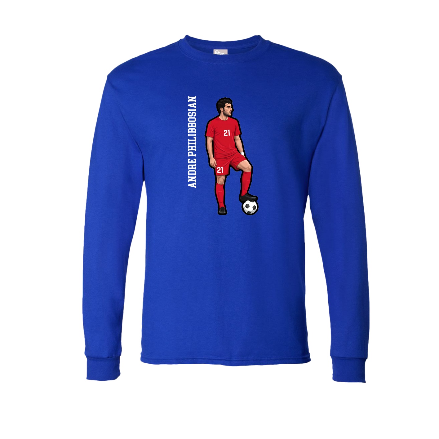 Long Sleeve Tee — Name Vertical in Royal