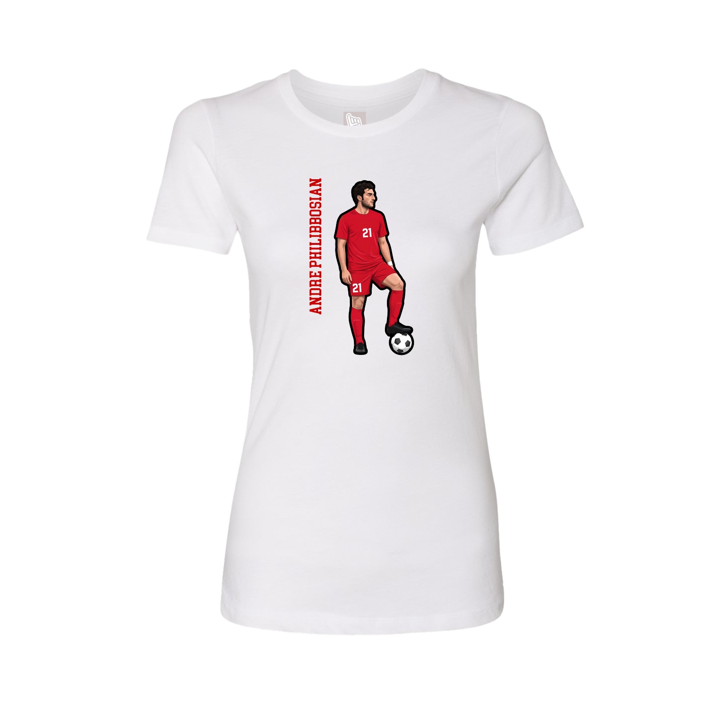 Fitted Women's Tee — Name Vertical in White
