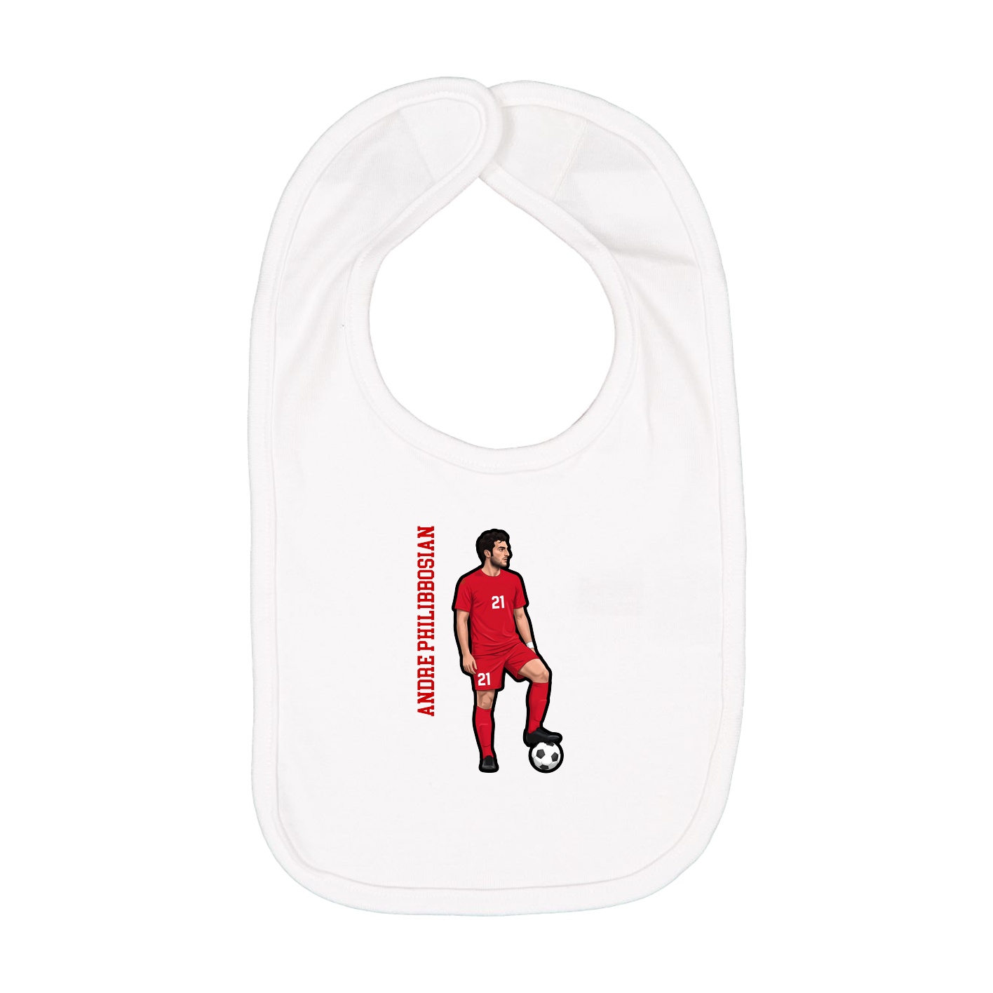 Infant Bib — Name Vertical in White