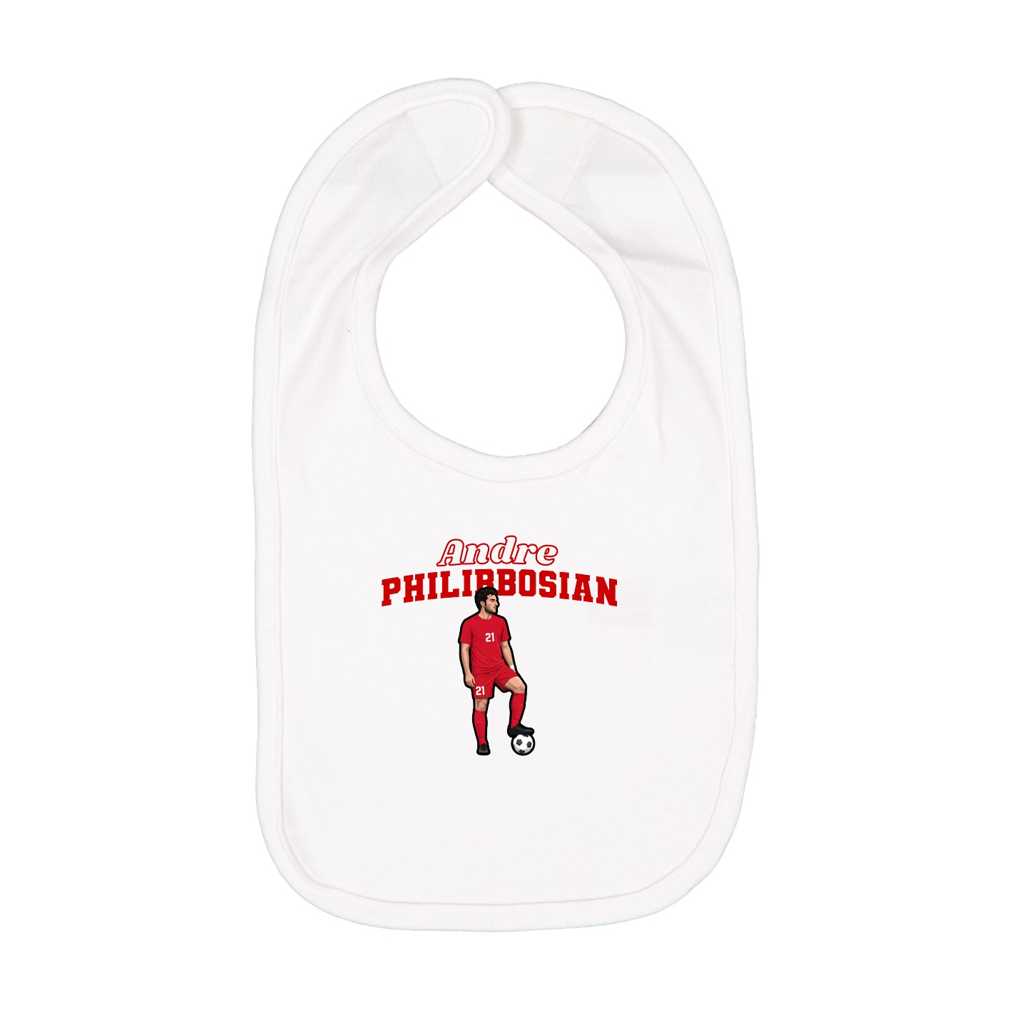 Infant Bib — Name Arch in White