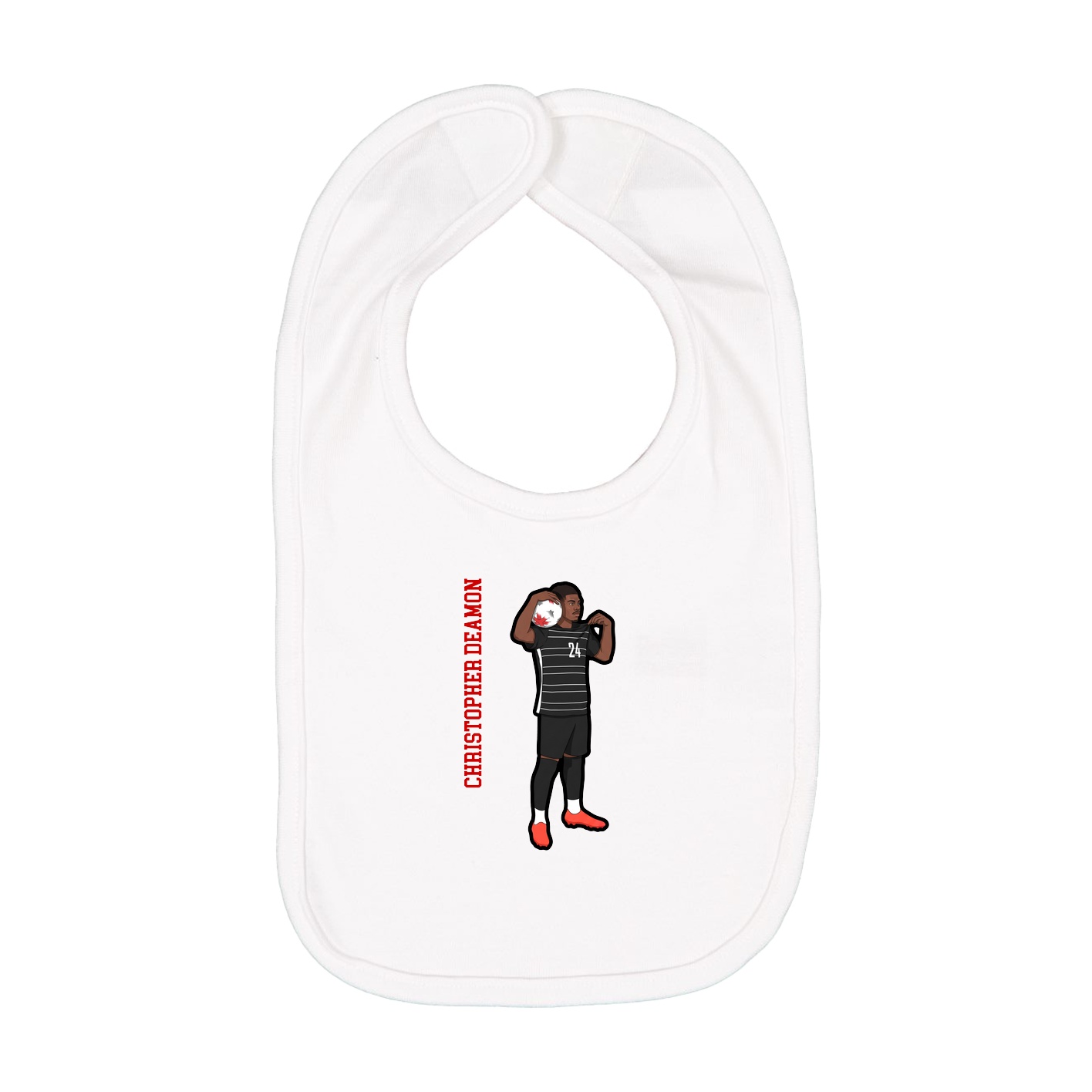 Infant Bib — Name Vertical in White