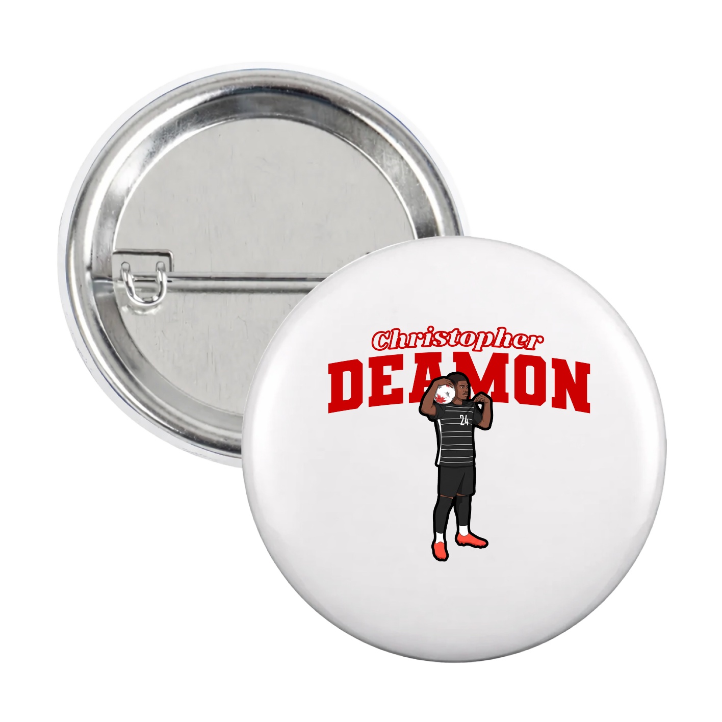Game Day Button — Name Arch in White