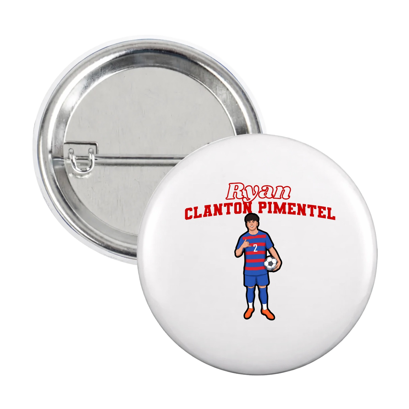 Game Day Button — Name Arch in White
