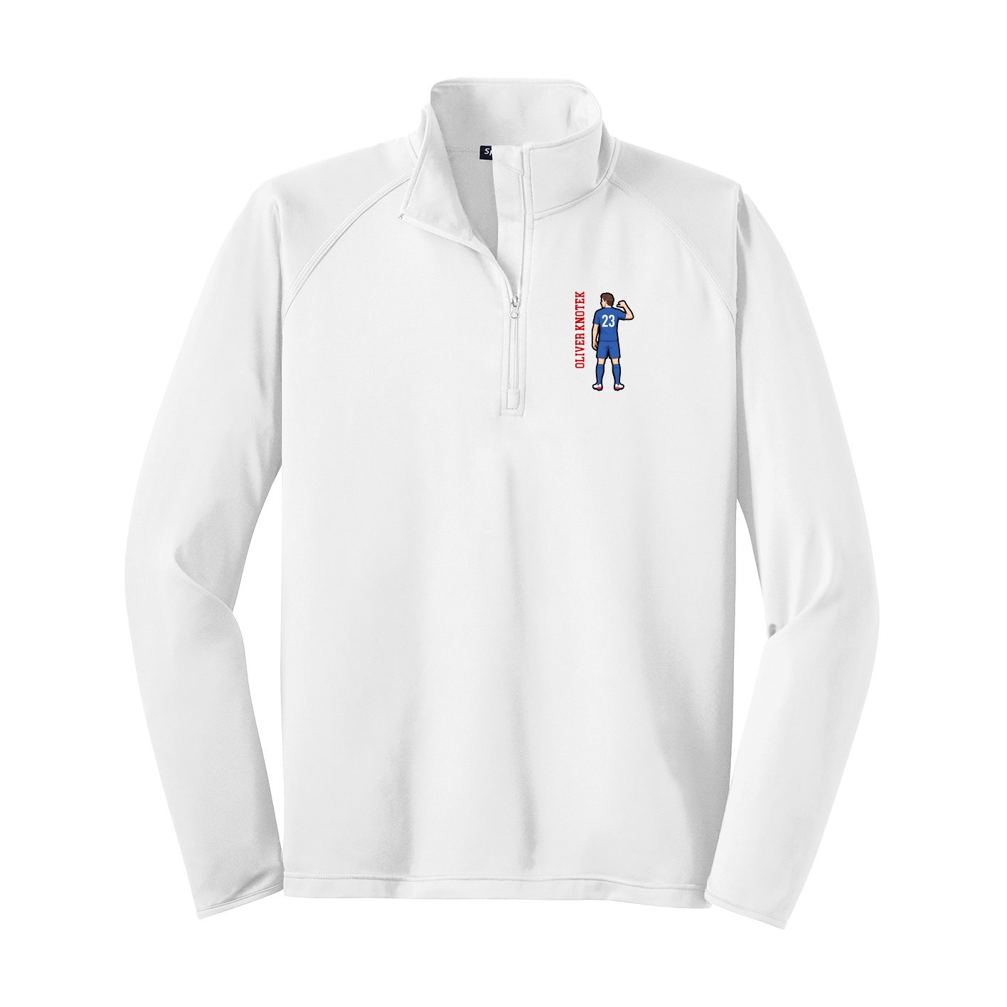 Q-Zip Pullover — Name Vertical in White