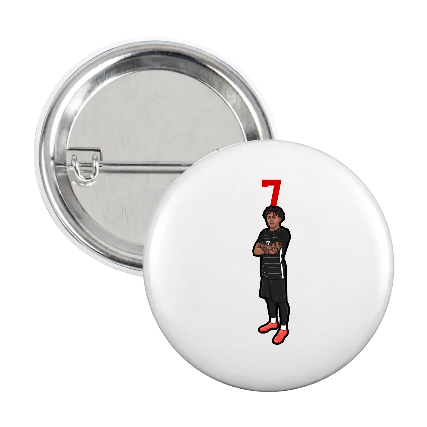Game Day Button — Number Top in White