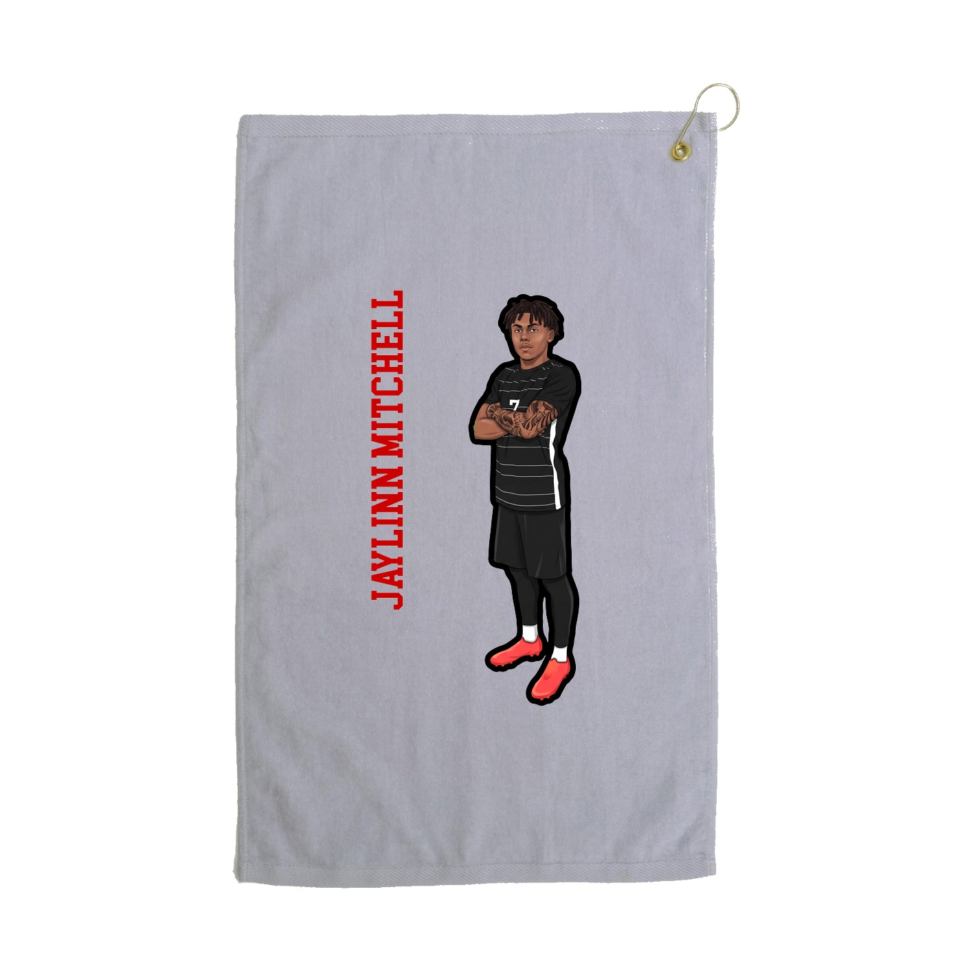 Golf Towel — Name Vertical in Grey