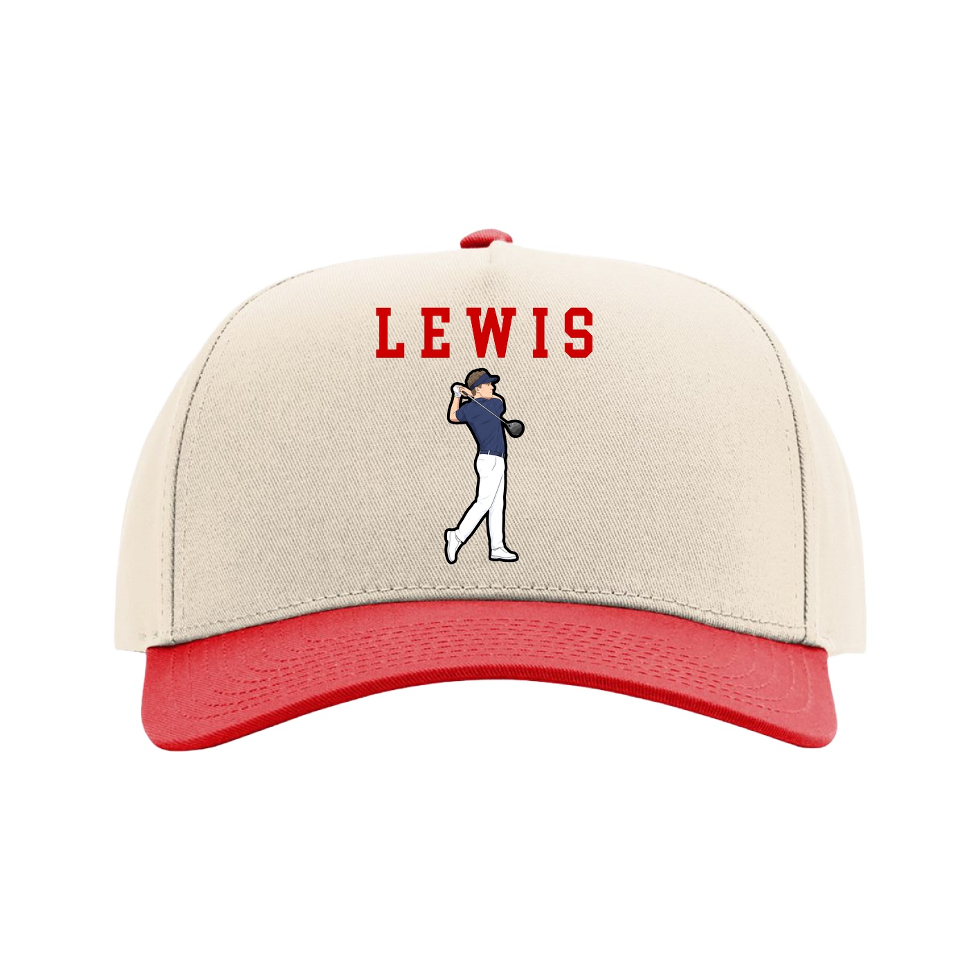 Full Fabric Five-Panel Champ Cap — Shirsey in Cream/Red