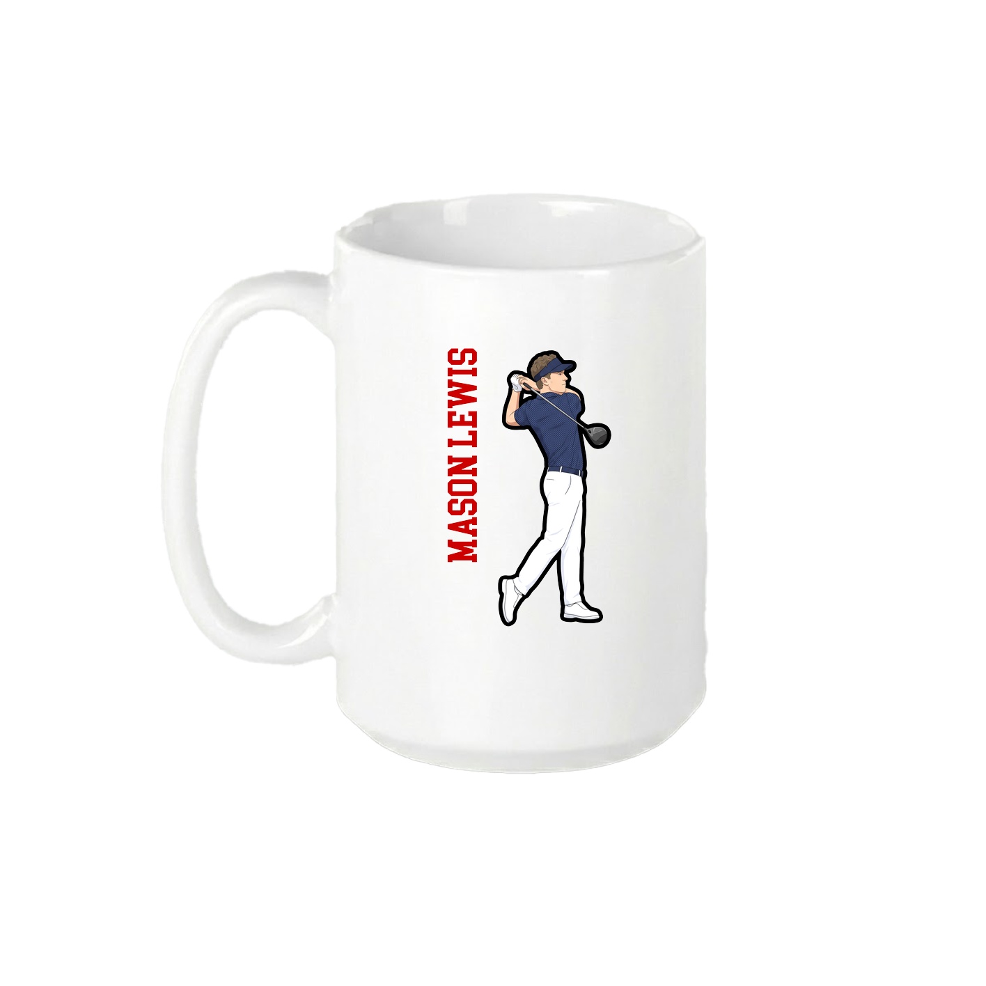 15oz Coffee Mug — Name Vertical in White