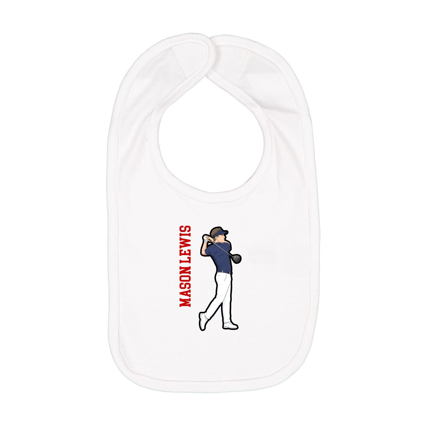 Infant Bib — Name Vertical in White