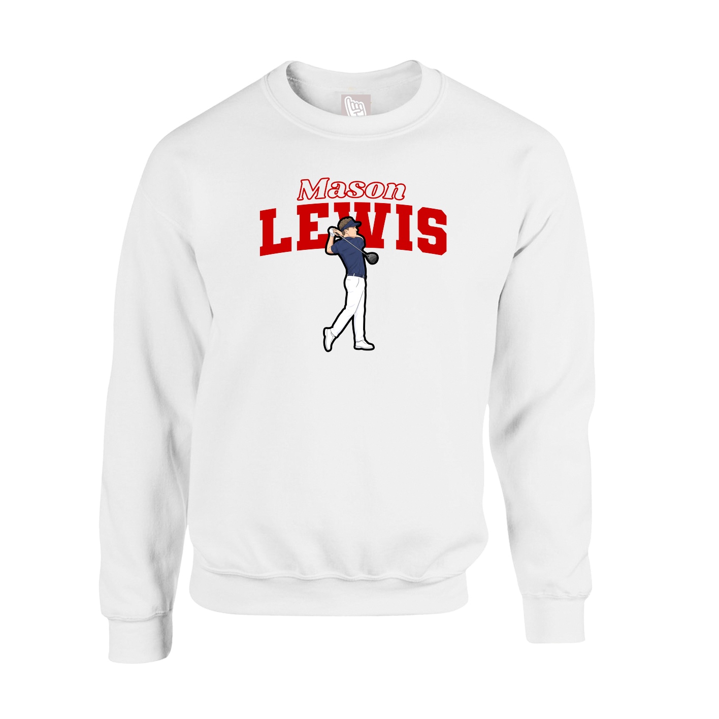 Fleece Crew — Name Arch in White