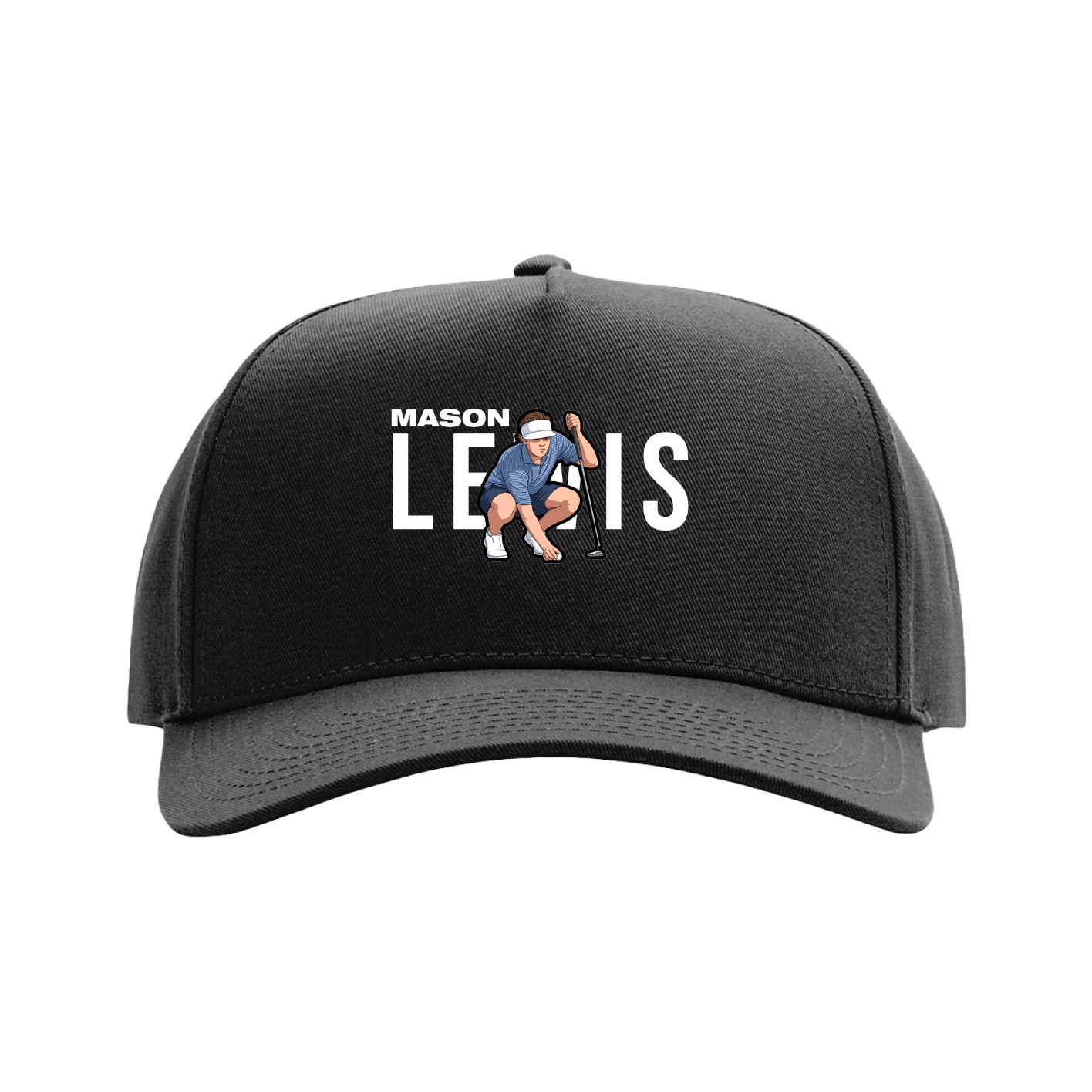Full Fabric Five-Panel Champ Cap — Player Name in Black
