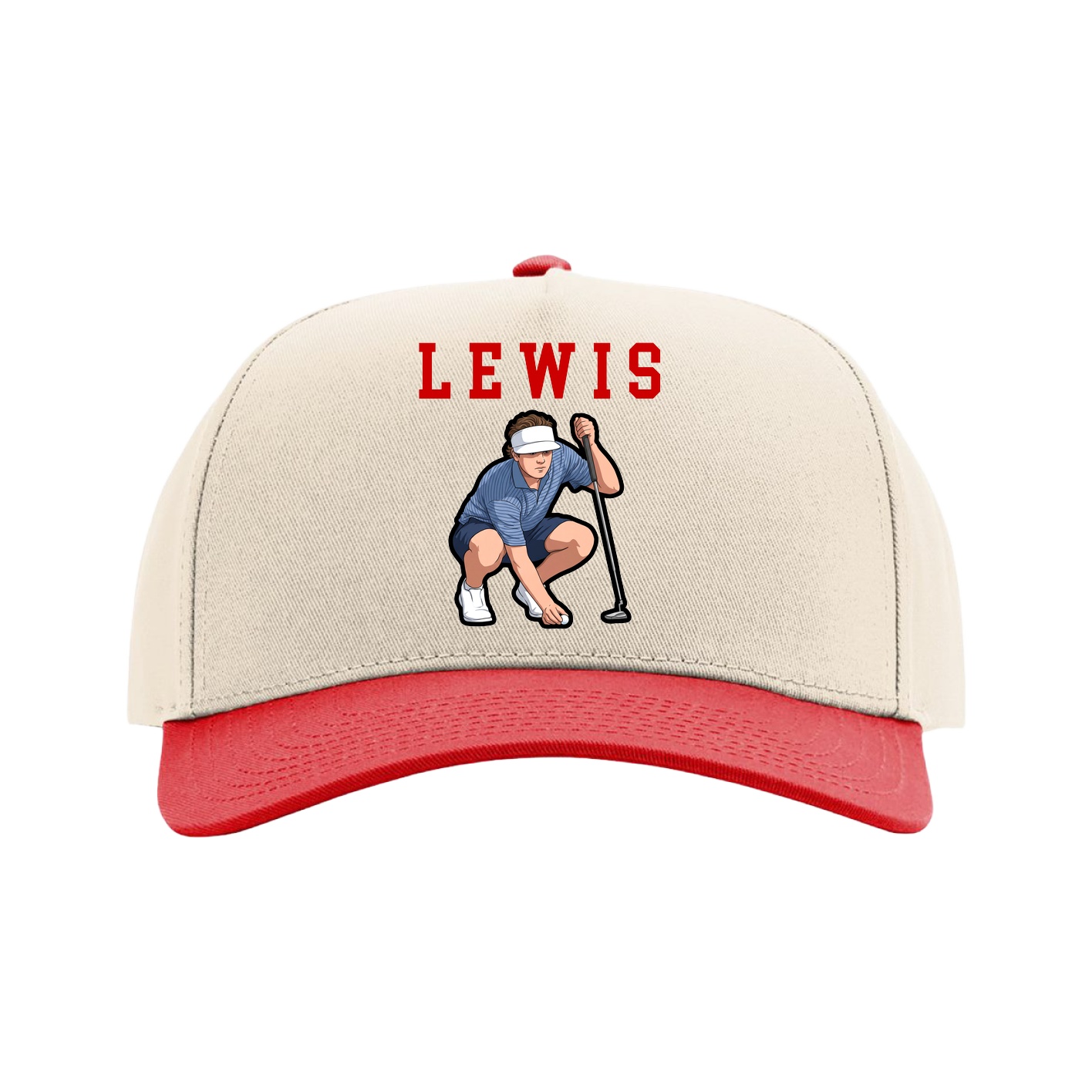 Full Fabric Five-Panel Champ Cap — Shirsey in Cream/Red
