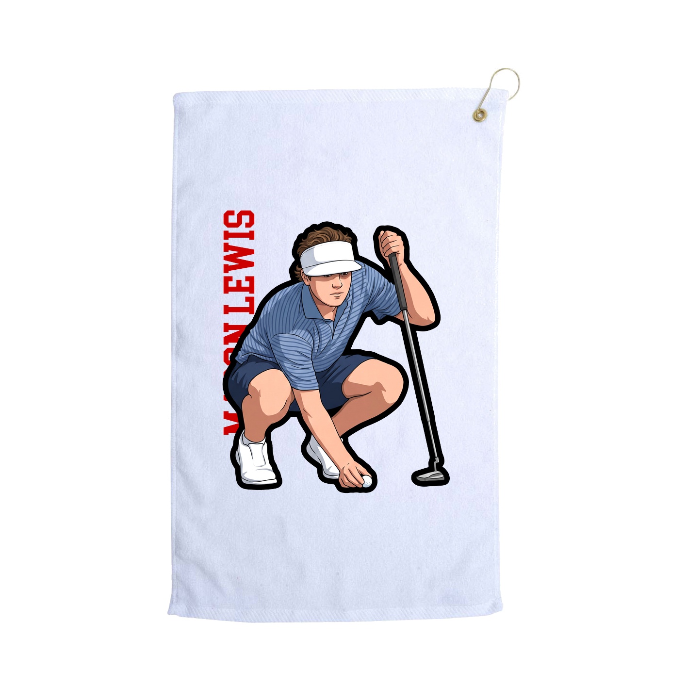 Golf Towel — Name Vertical in White