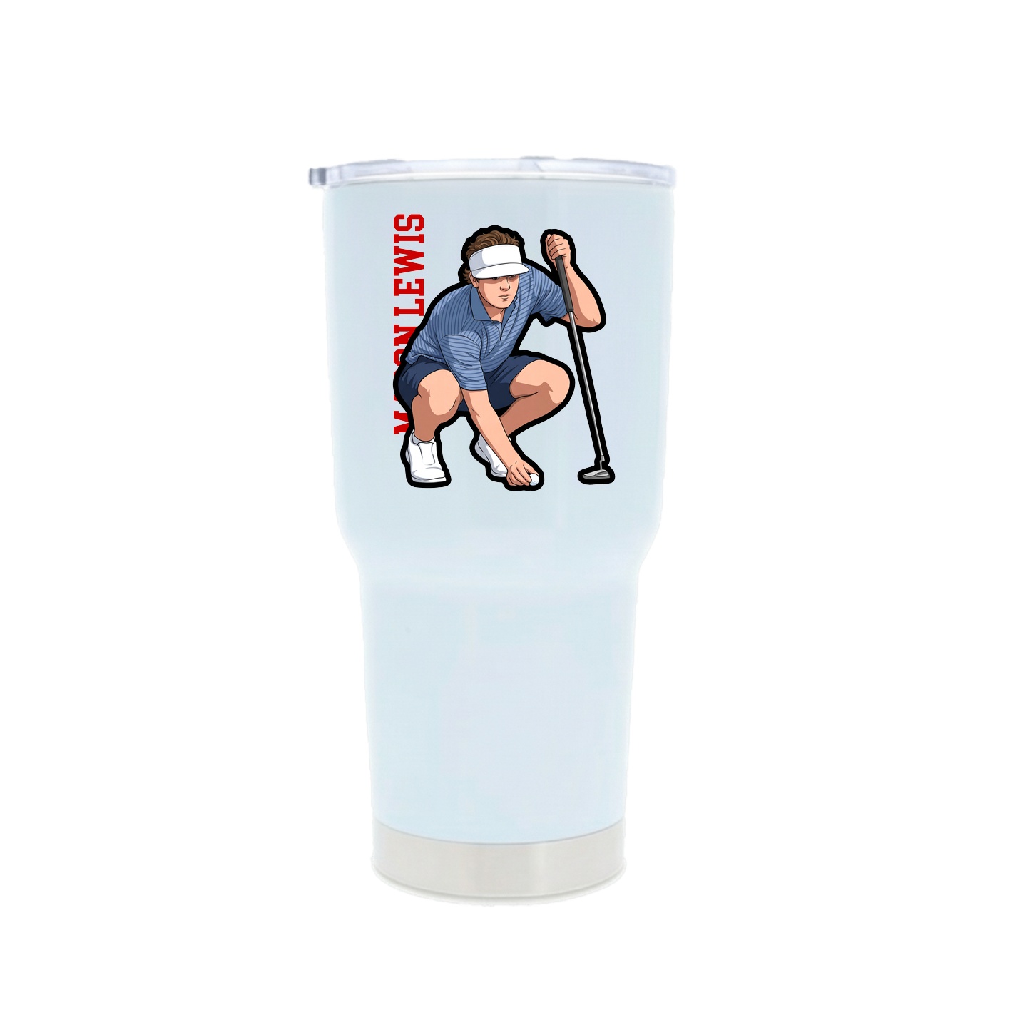 30oz Stainless Steel Tumbler — Name Vertical in White