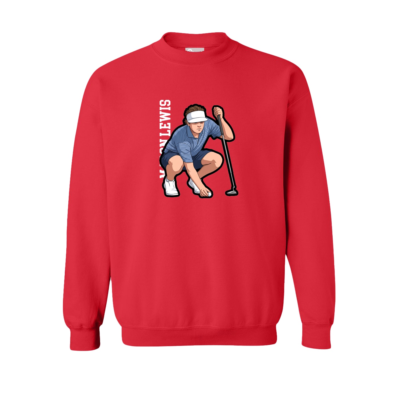 Fleece Crew — Name Vertical in Red