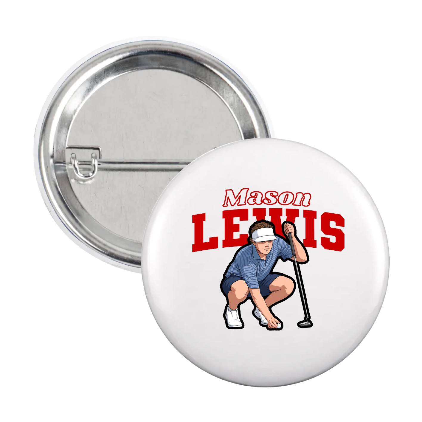 Game Day Button — Name Arch in White