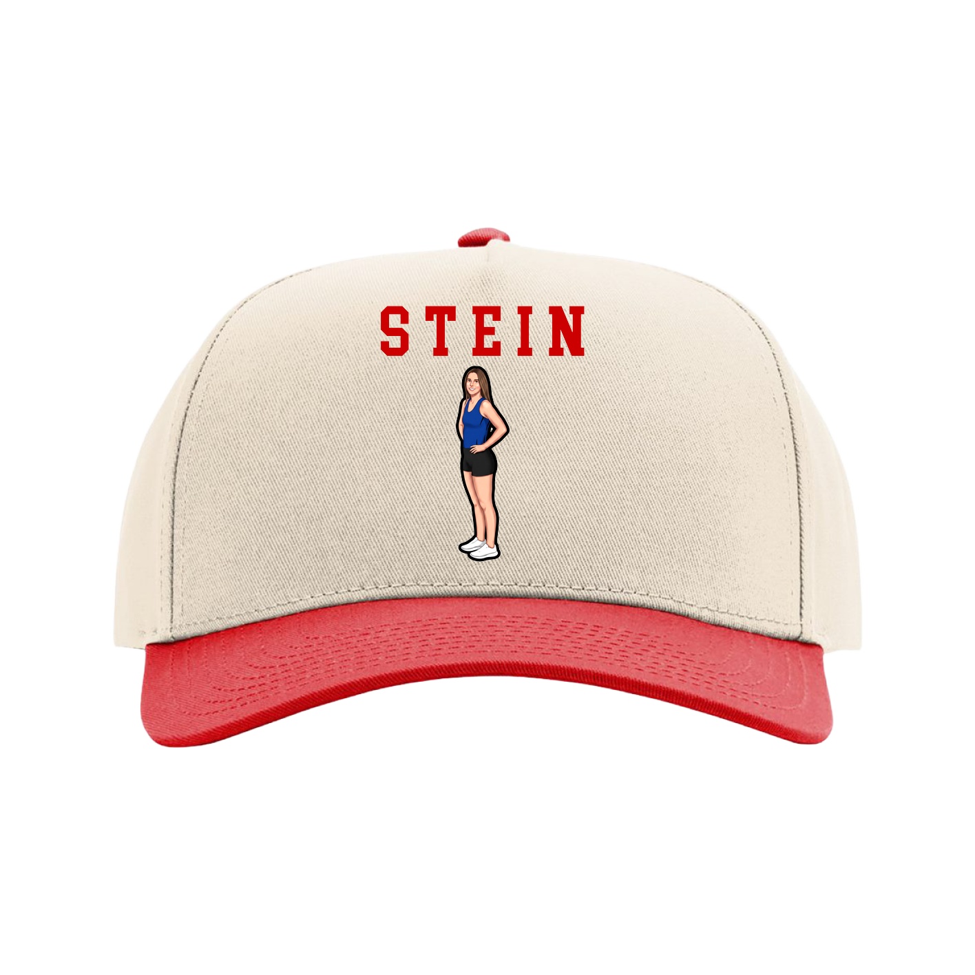 Full Fabric Five-Panel Champ Cap — Shirsey in Cream/Red