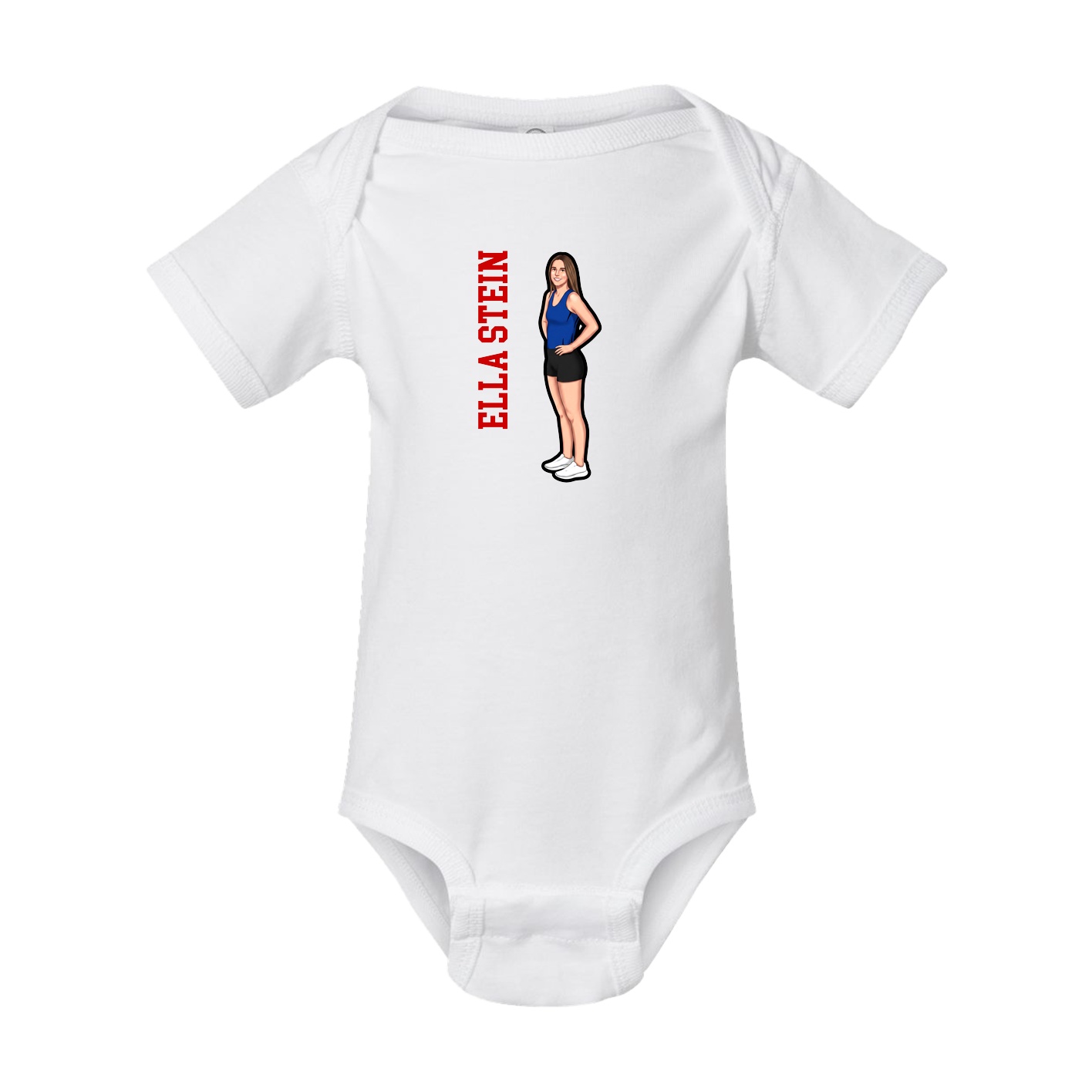 Baby Onesie — Name Vertical in White