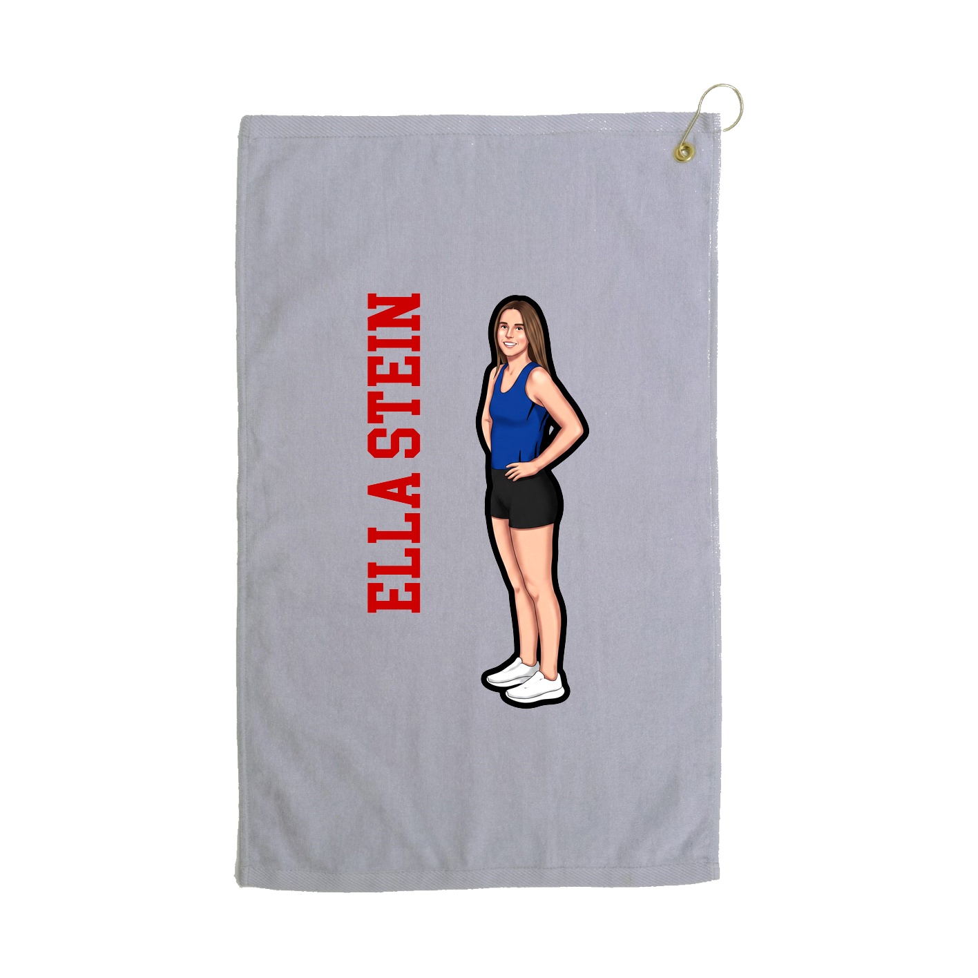 Golf Towel — Name Vertical in Grey