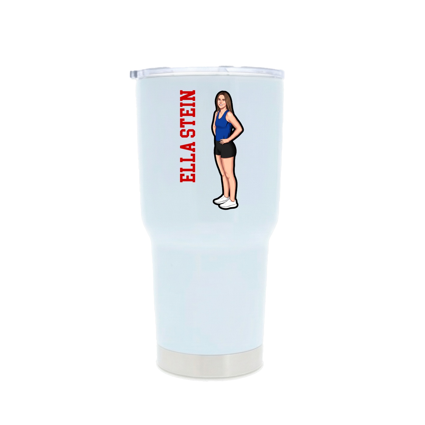 30oz Stainless Steel Tumbler — Name Vertical in White