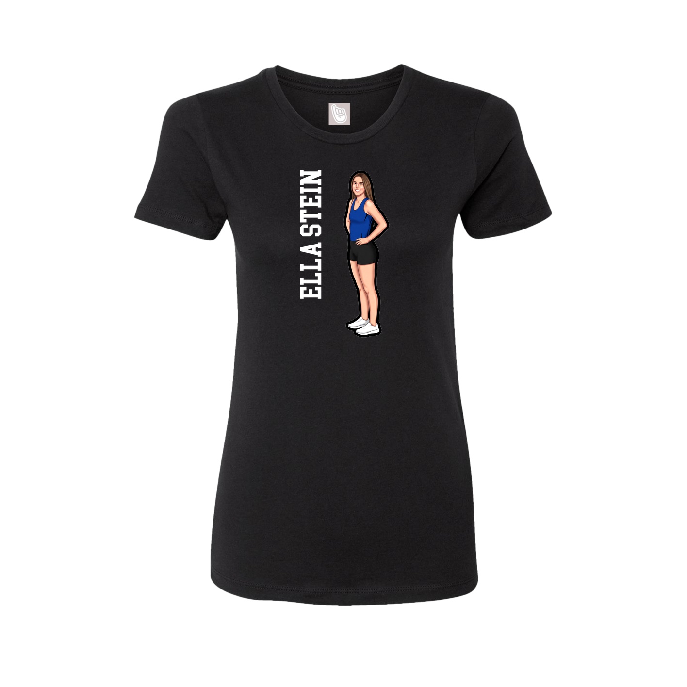 Fitted Women's Tee — Name Vertical in Black