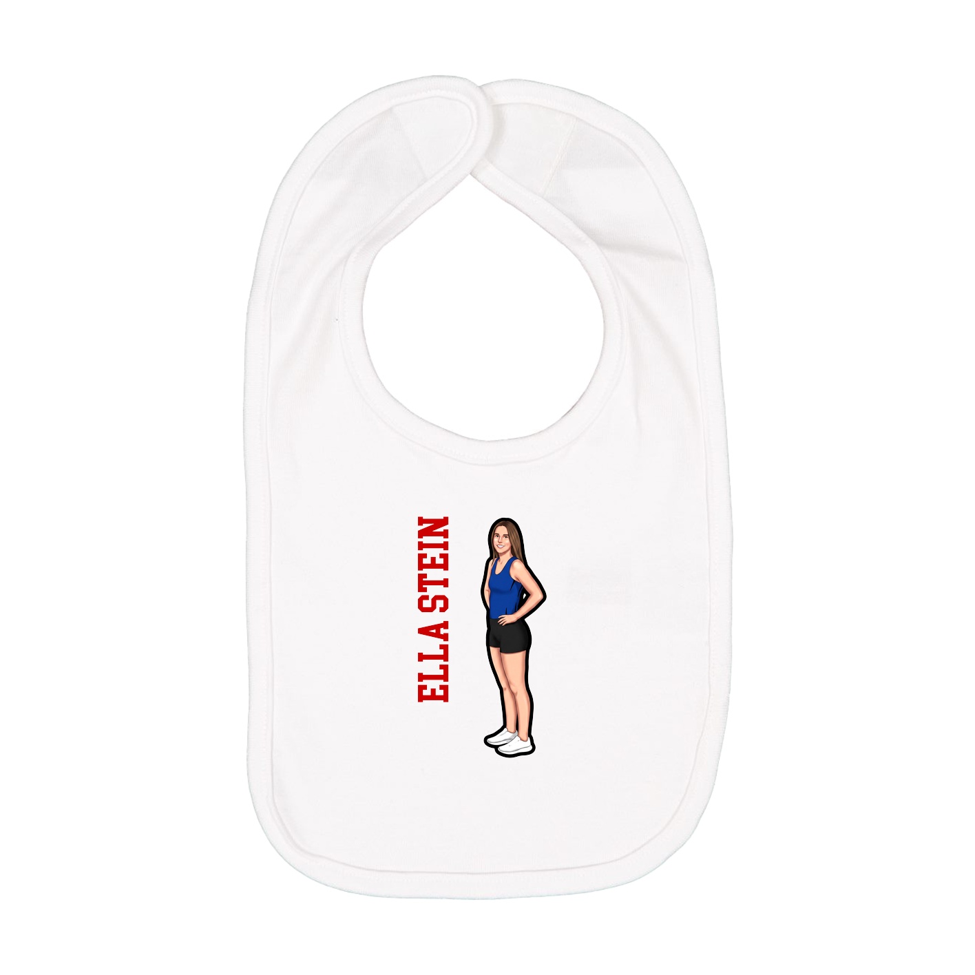 Infant Bib — Name Vertical in White