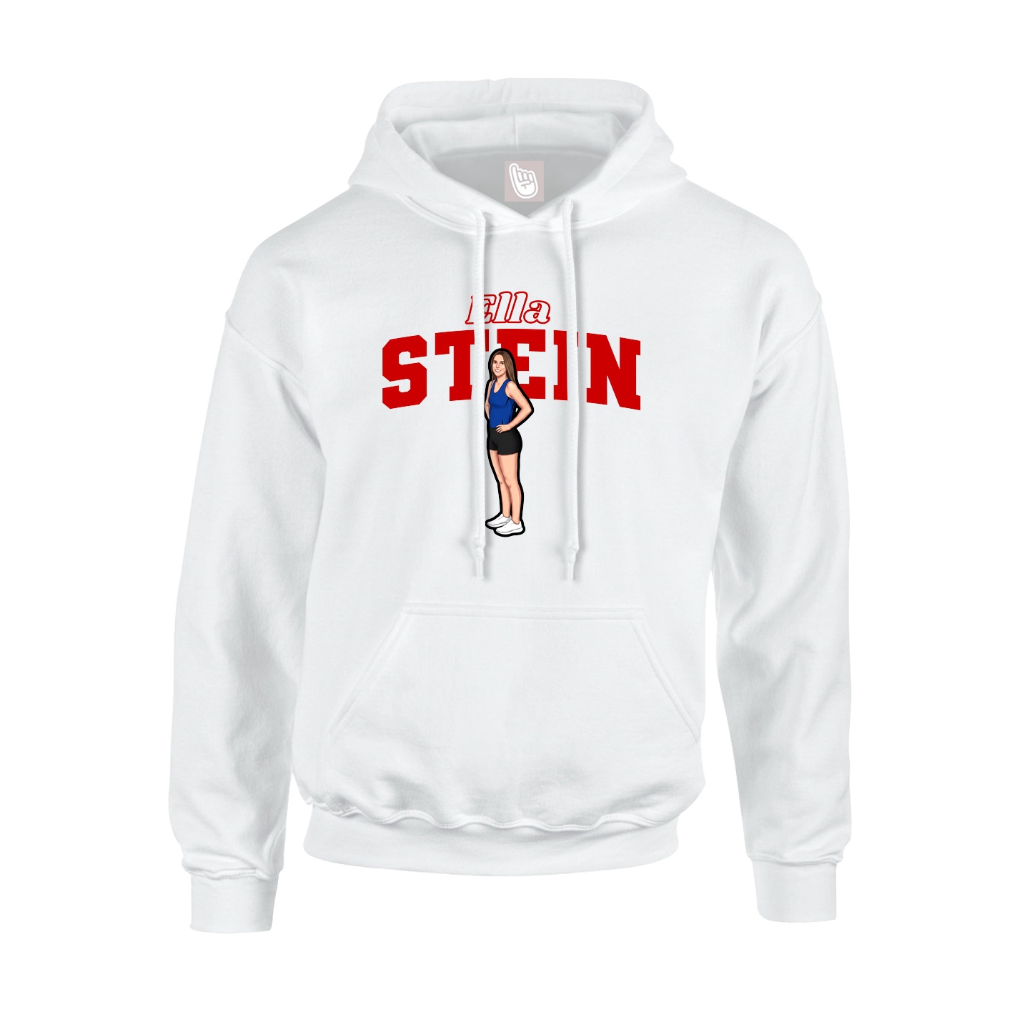 Youth Hoodie — Name Arch in White