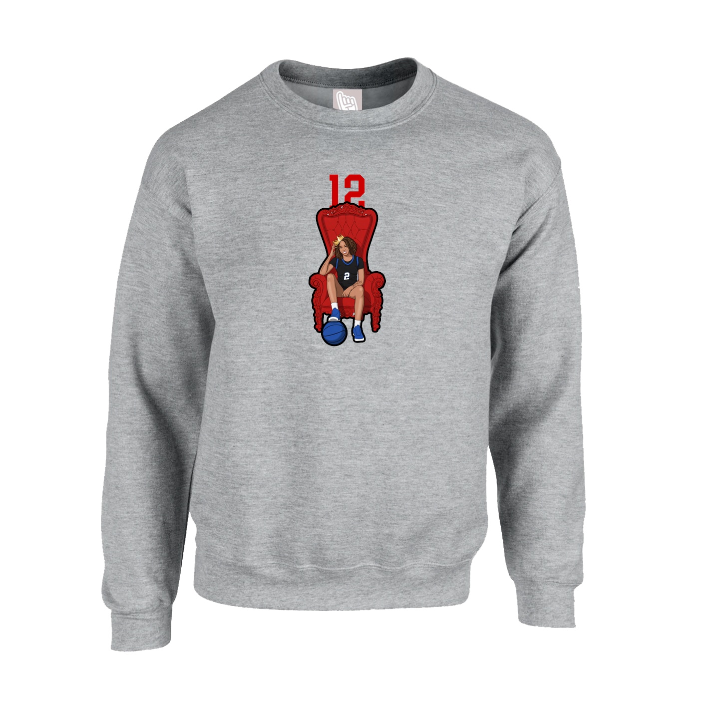 Fleece Crew — Number Top in Grey