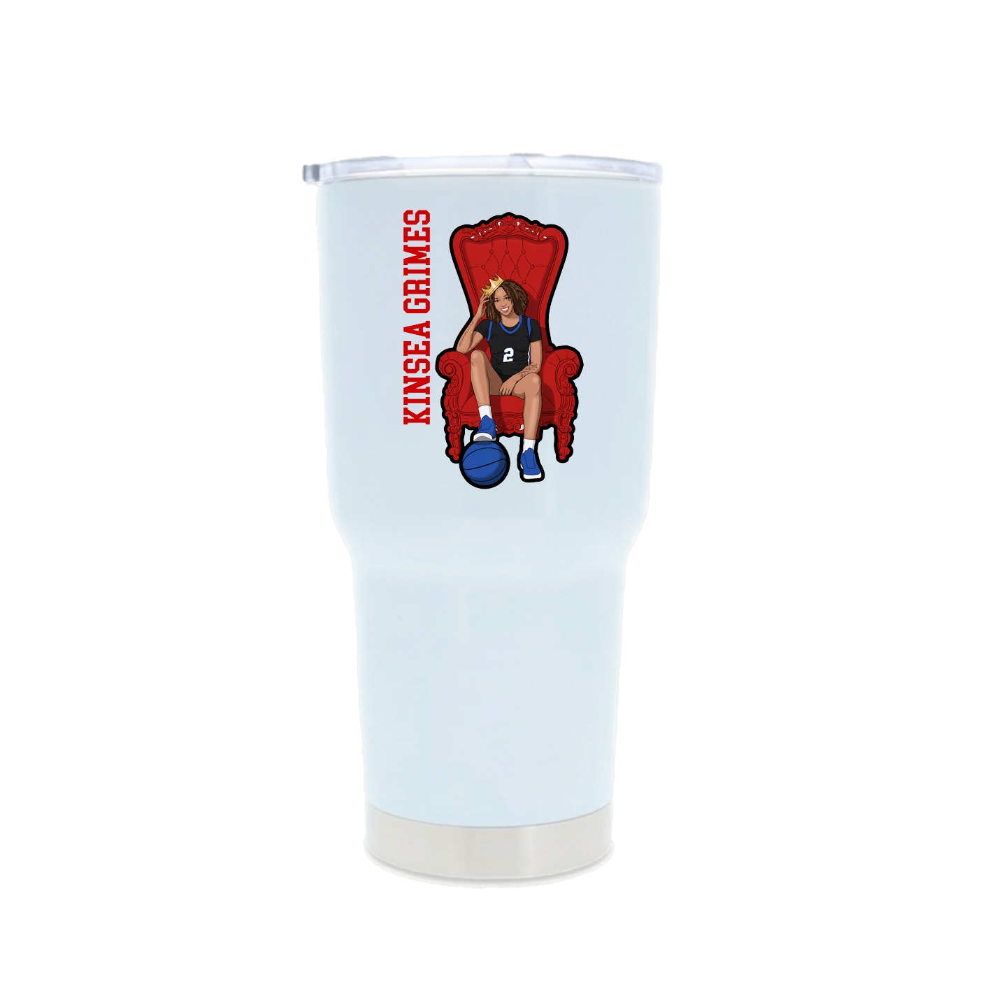 30oz Stainless Steel Tumbler — Name Vertical in White