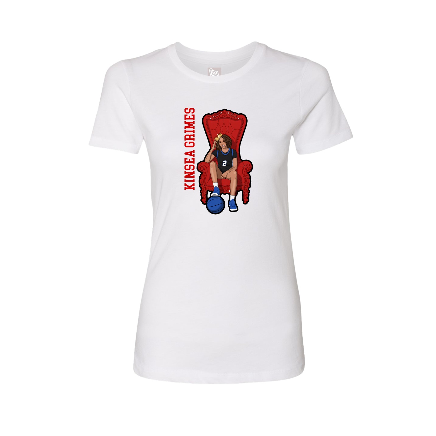 Fitted Women's Tee — Name Vertical in White