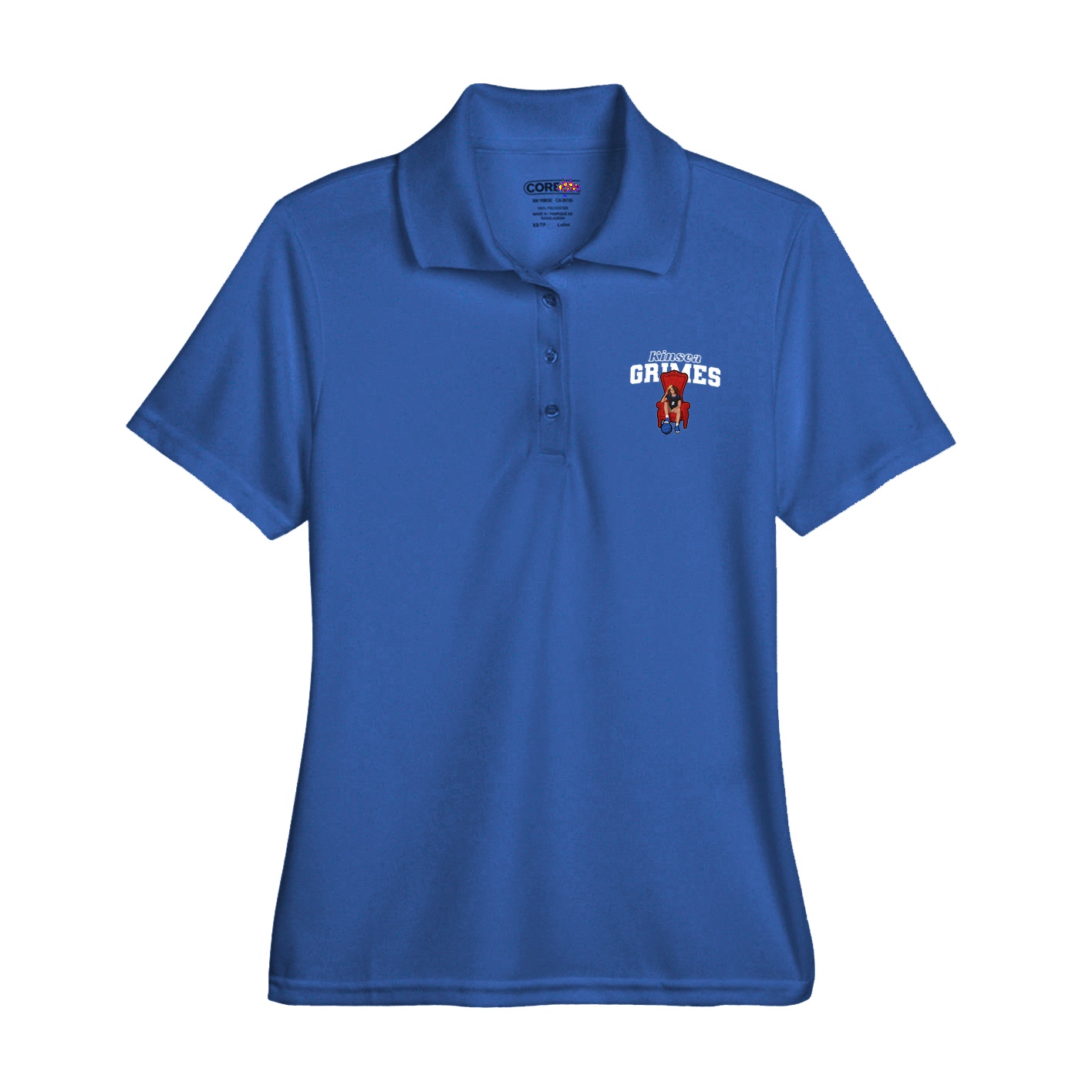Womens Performance Polo — Name Arch in Royal