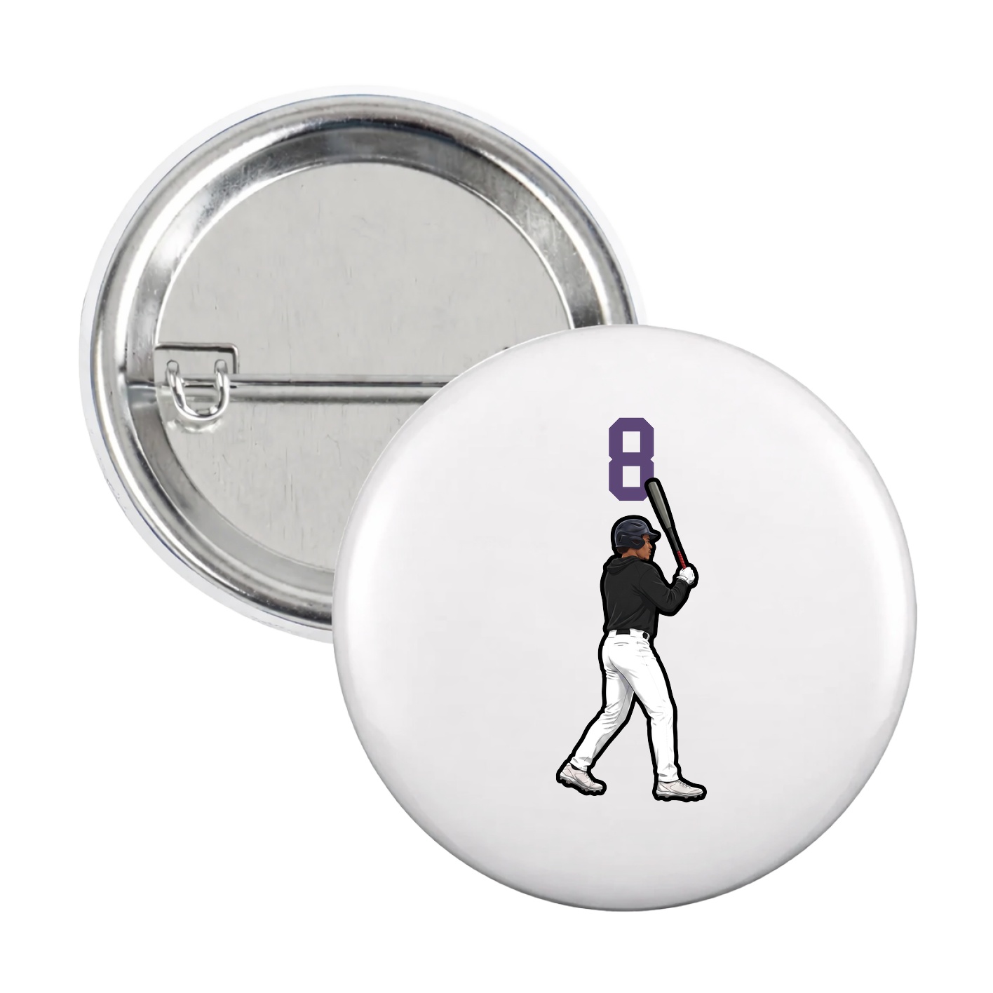 Game Day Button — Number Top in White