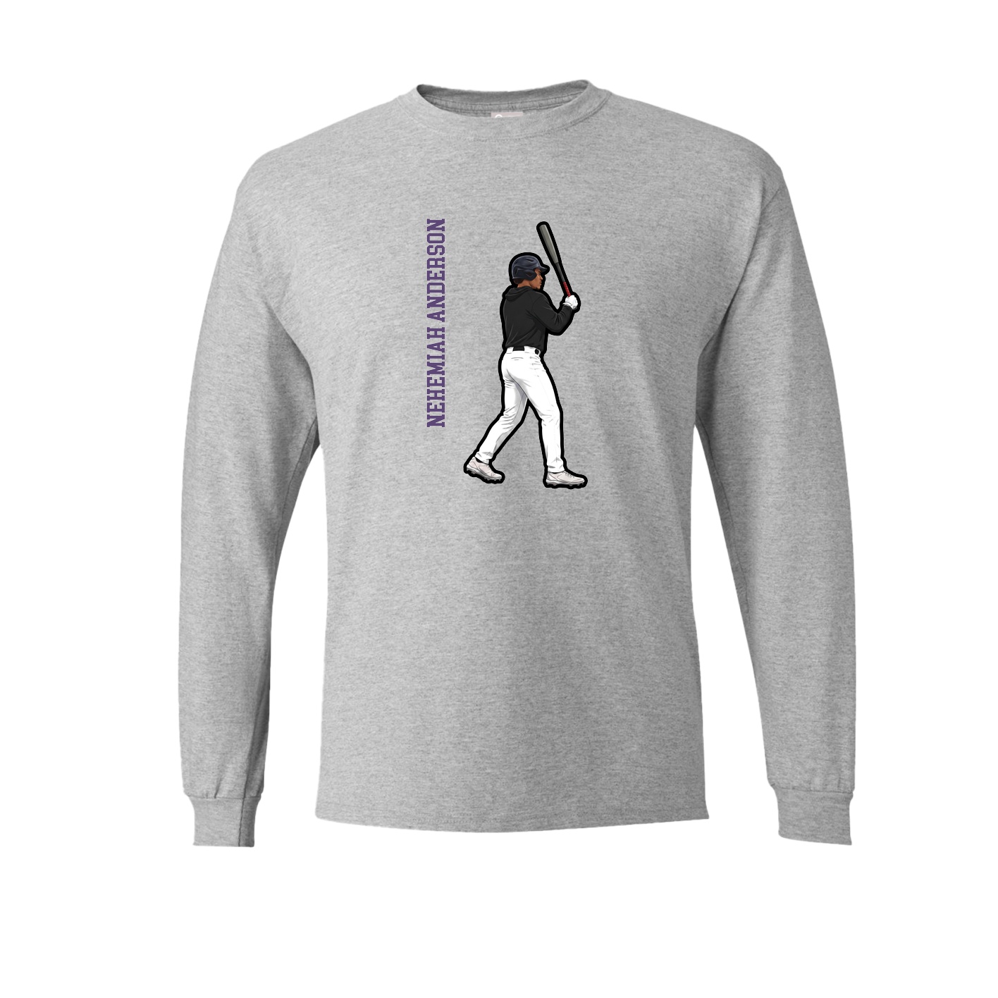 Long Sleeve Tee — Name Vertical in Grey