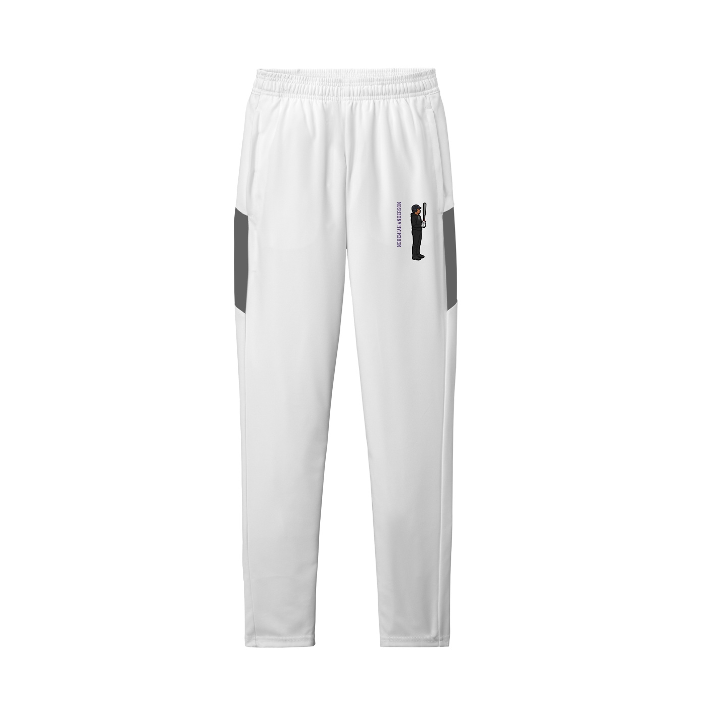 Team Travel Pant — Name Vertical in White/Grey