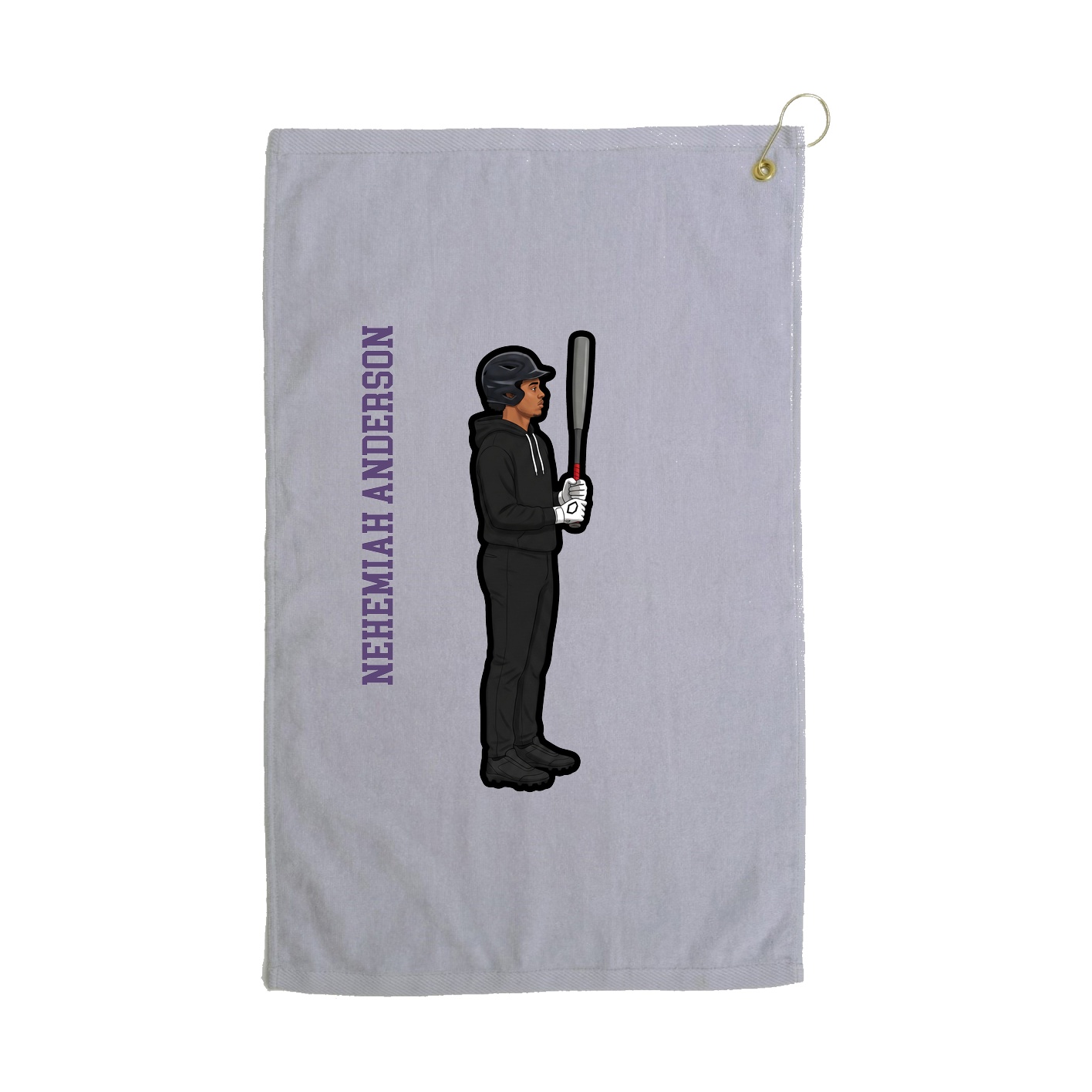 Golf Towel — Name Vertical in Grey