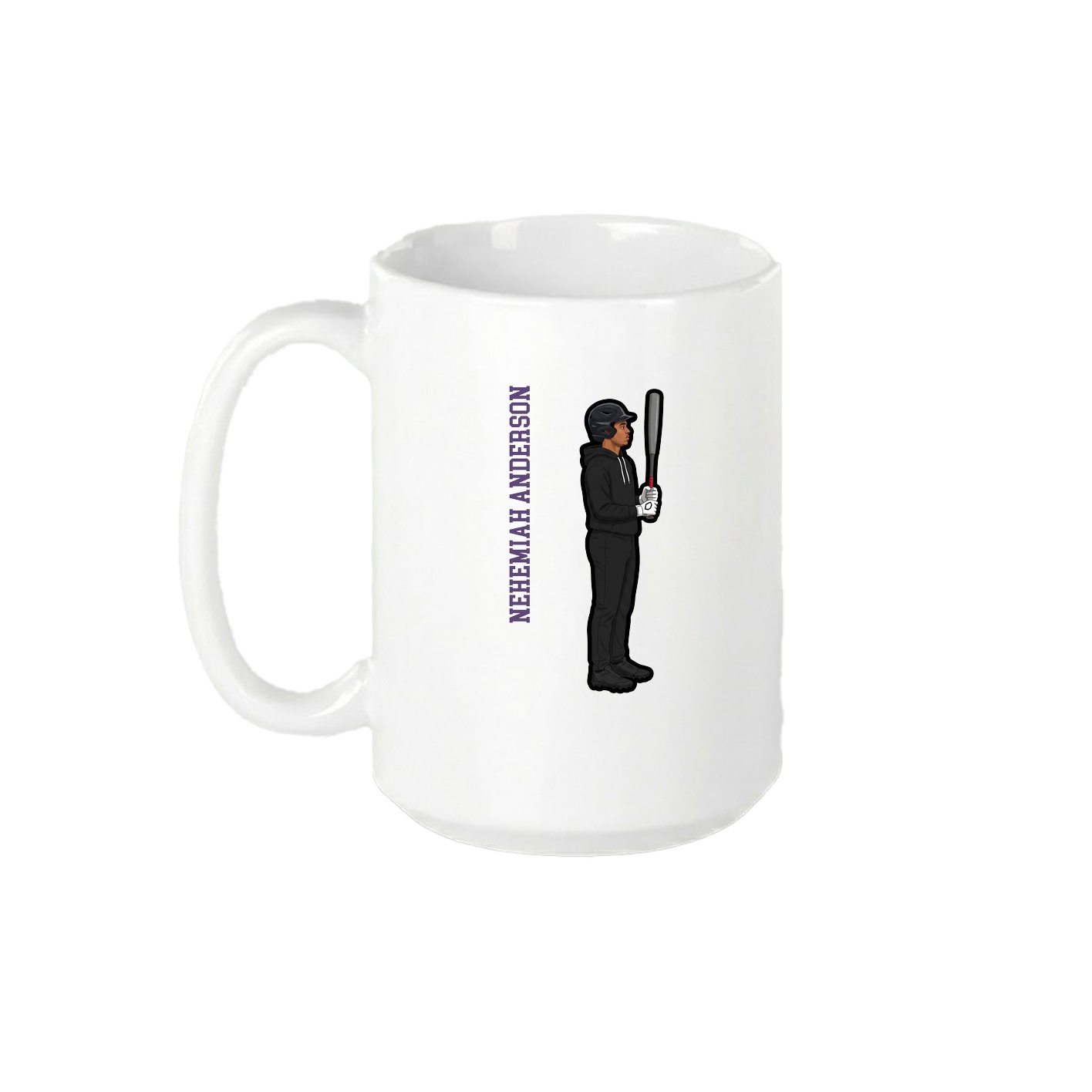 15oz Coffee Mug — Name Vertical in White