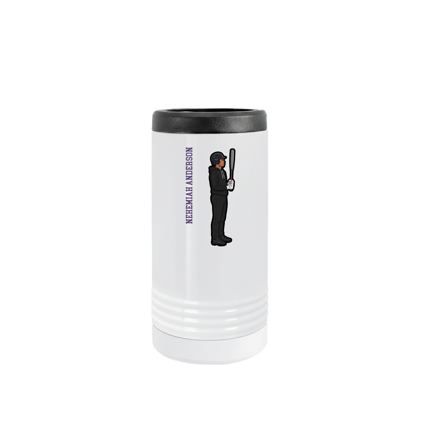 Slim Beverage Holder — Name Vertical in White