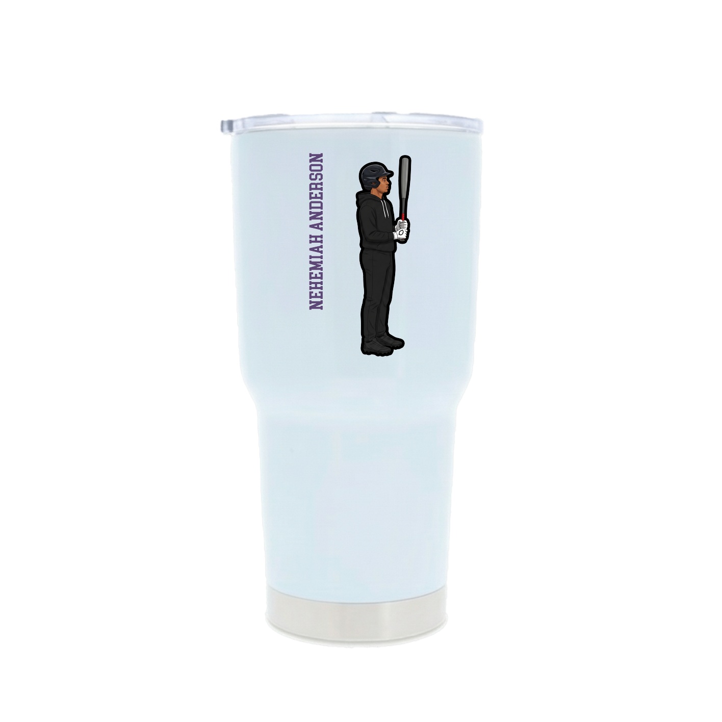 30oz Stainless Steel Tumbler — Name Vertical in White