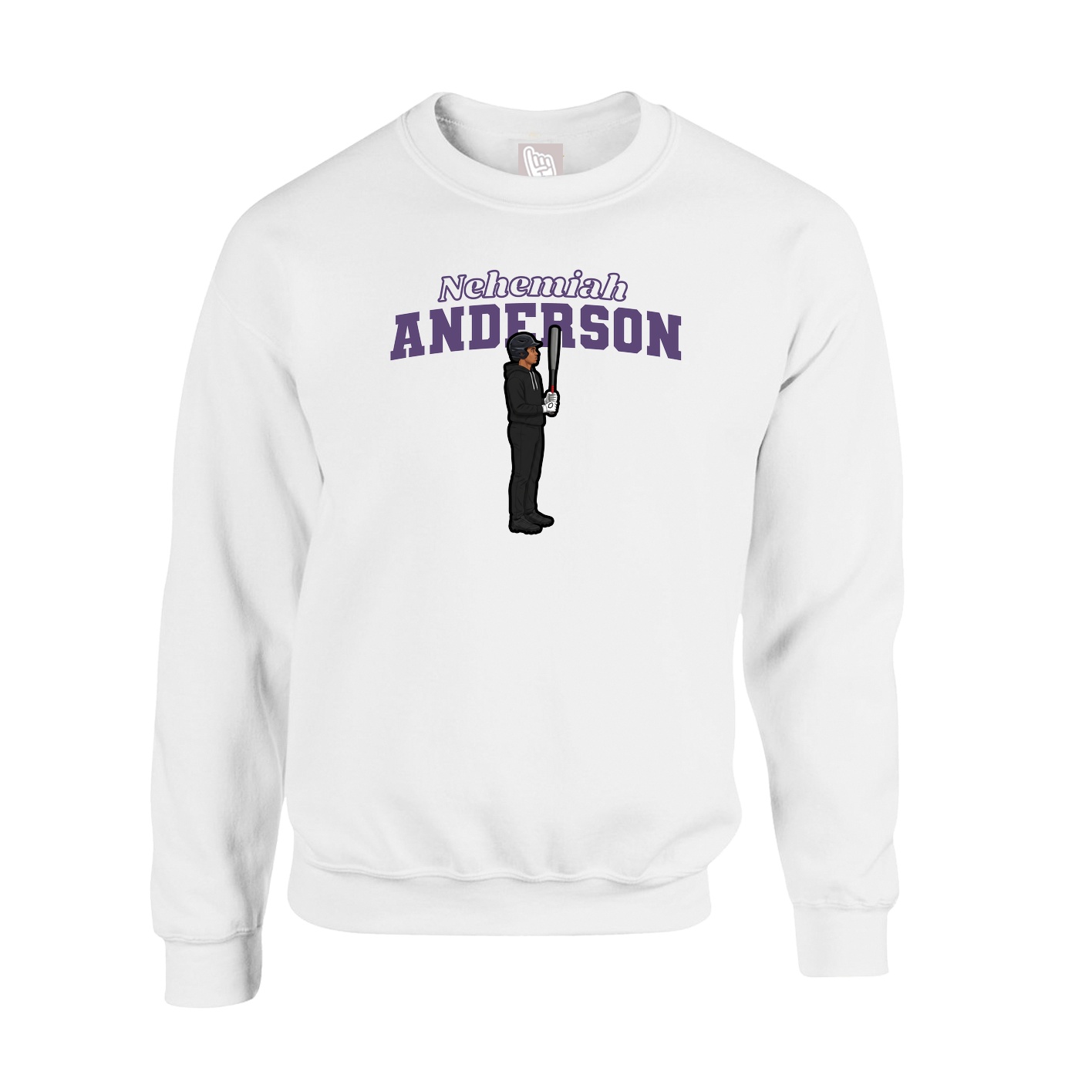 Fleece Crew — Name Arch in White
