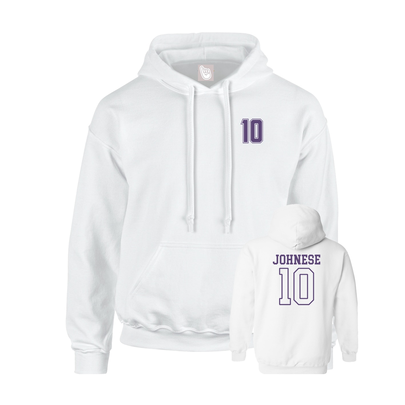 Youth Hoodie — Chest Back in White