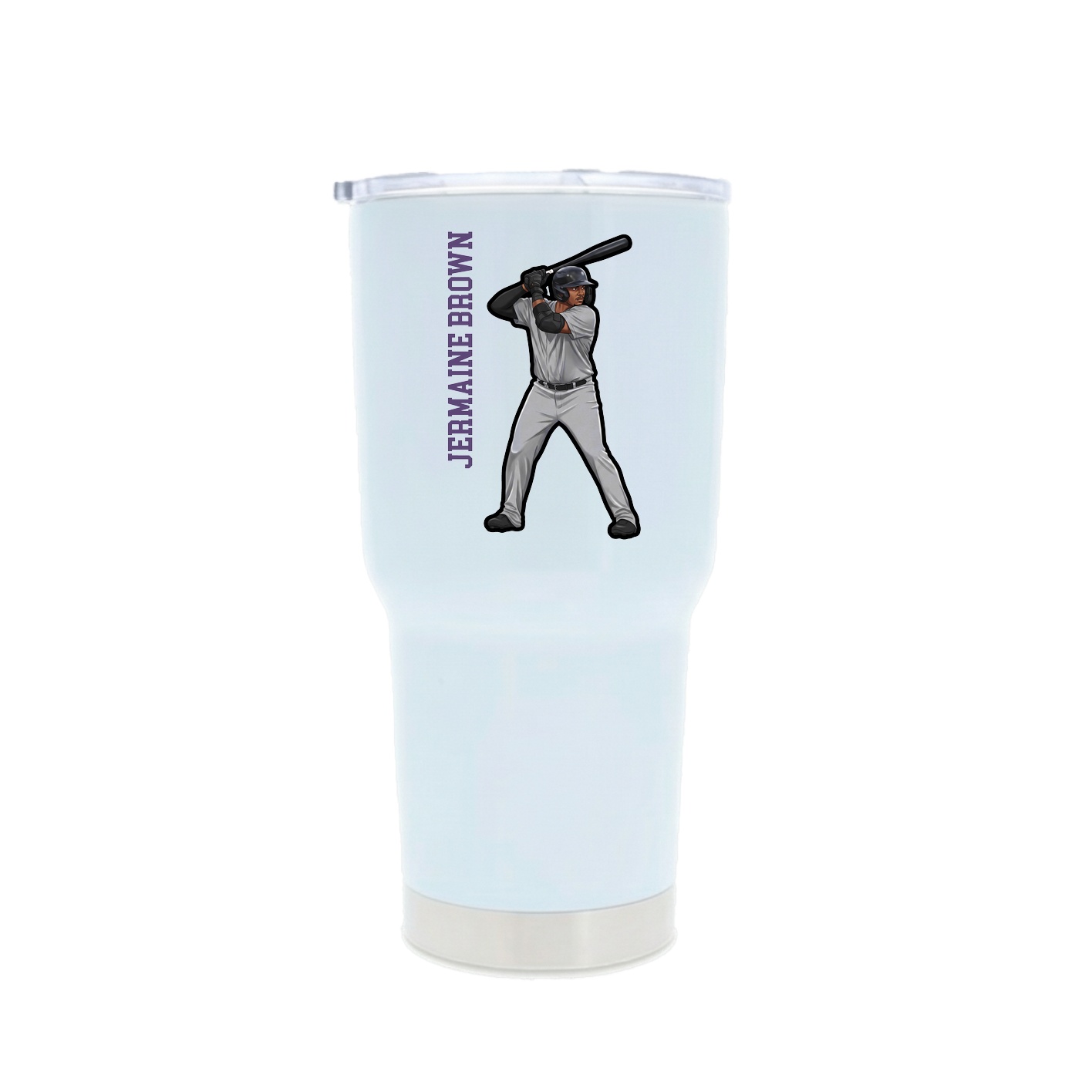 30oz Stainless Steel Tumbler — Name Vertical in White
