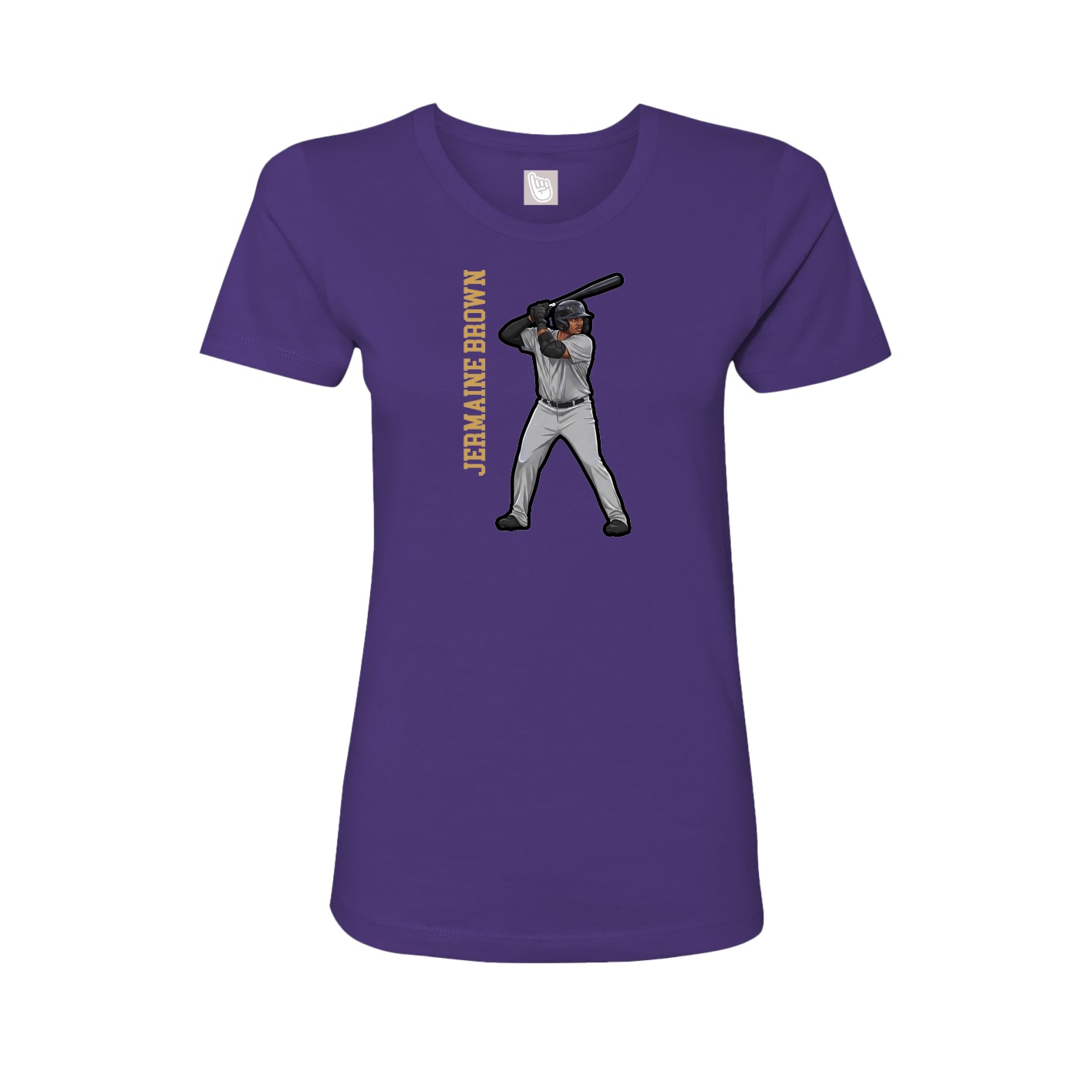 Fitted Women's Tee — Name Vertical in Purple