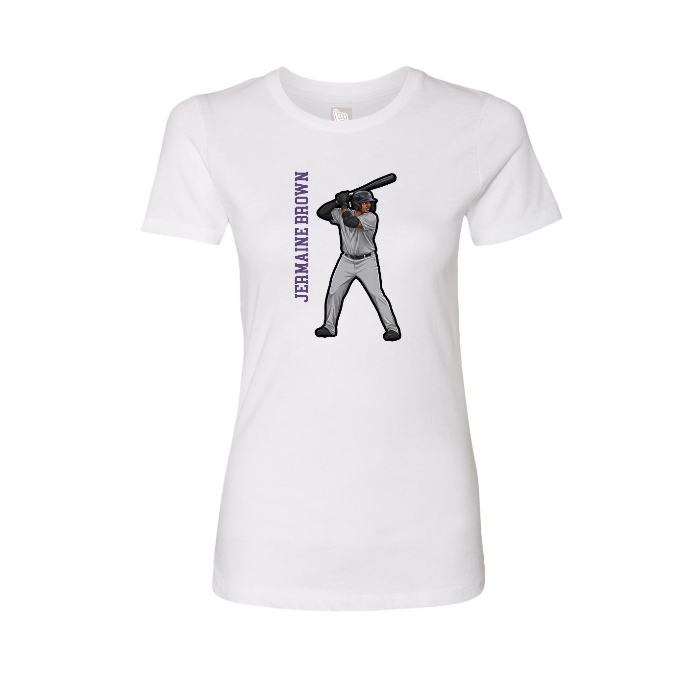 Fitted Women's Tee — Name Vertical in White
